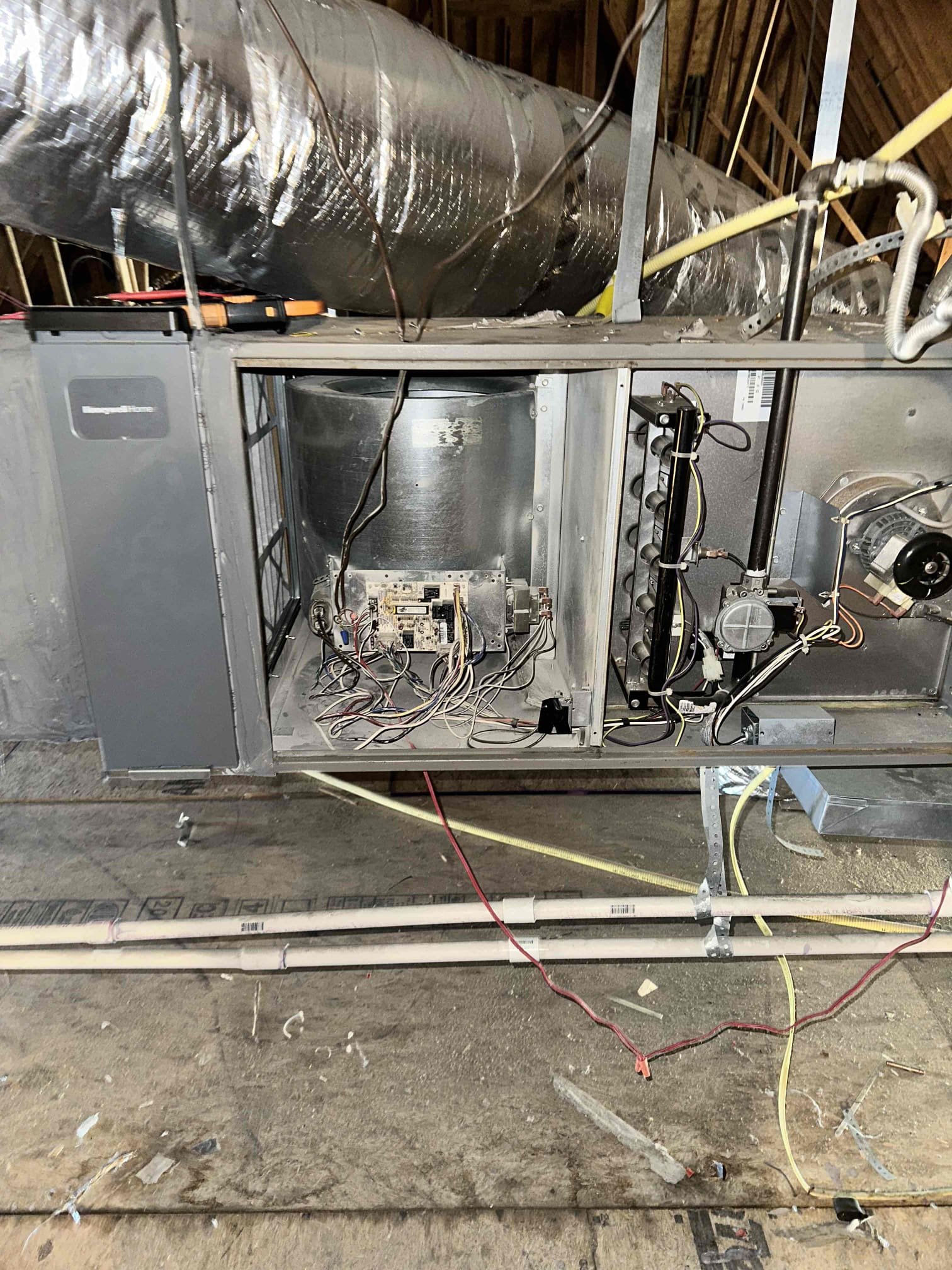 Upon arrival, I found that the left downstairs unit is receiving power for low voltage and high voltage. There are no lights on lighting up on the board. I just R to W and the system is not doing anything. There is a burn spot present on the board. 

The downstairs right system was in a limit lock out. I reset the lock out to find the blower is not coming on. I checked my 24v for the speed and my 120v for the motor. The motor is receiving all voltage necessary to operate but is not coming on. 

The blower motor is on order in Dallas at Carrier and the control board is on order at Century Supply. 

I emailed the payment link for dispatch and repair work.