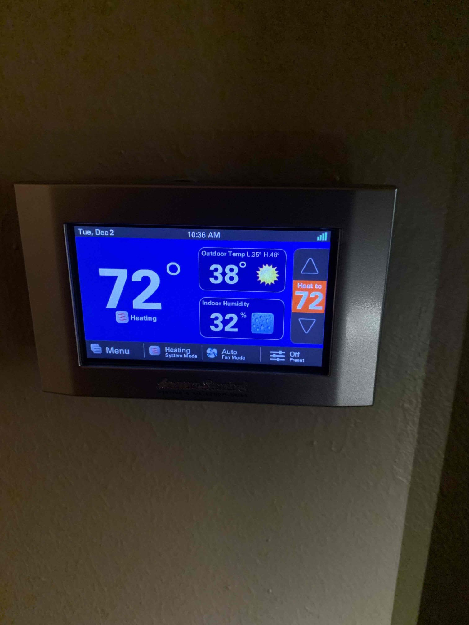 Preformed single system heat maintenance on a 2017 heat pump. I tested all electrical components on the inside unit. All tested within manufacturer specifications. I cleaned the static air filter with water. I also adjusted damper to the second bedroom to allow less airflow to the room. I proceeded outside to test all electrical components on the outside unit. All electrical tested within manufacturer specifications. Unit was heating upon departure. 
