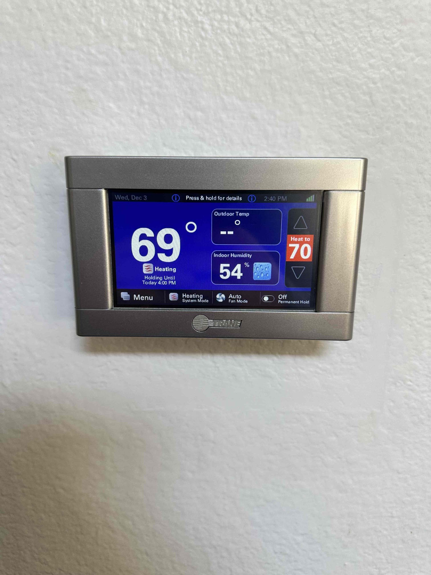 I returned to install the warranty 824 thermostat. I programmed and connected the Wi-Fi to it. The phone I needed to connect it to Z-Wave was not available at the time of service. I indicated that the manual will go over the step to connect it.