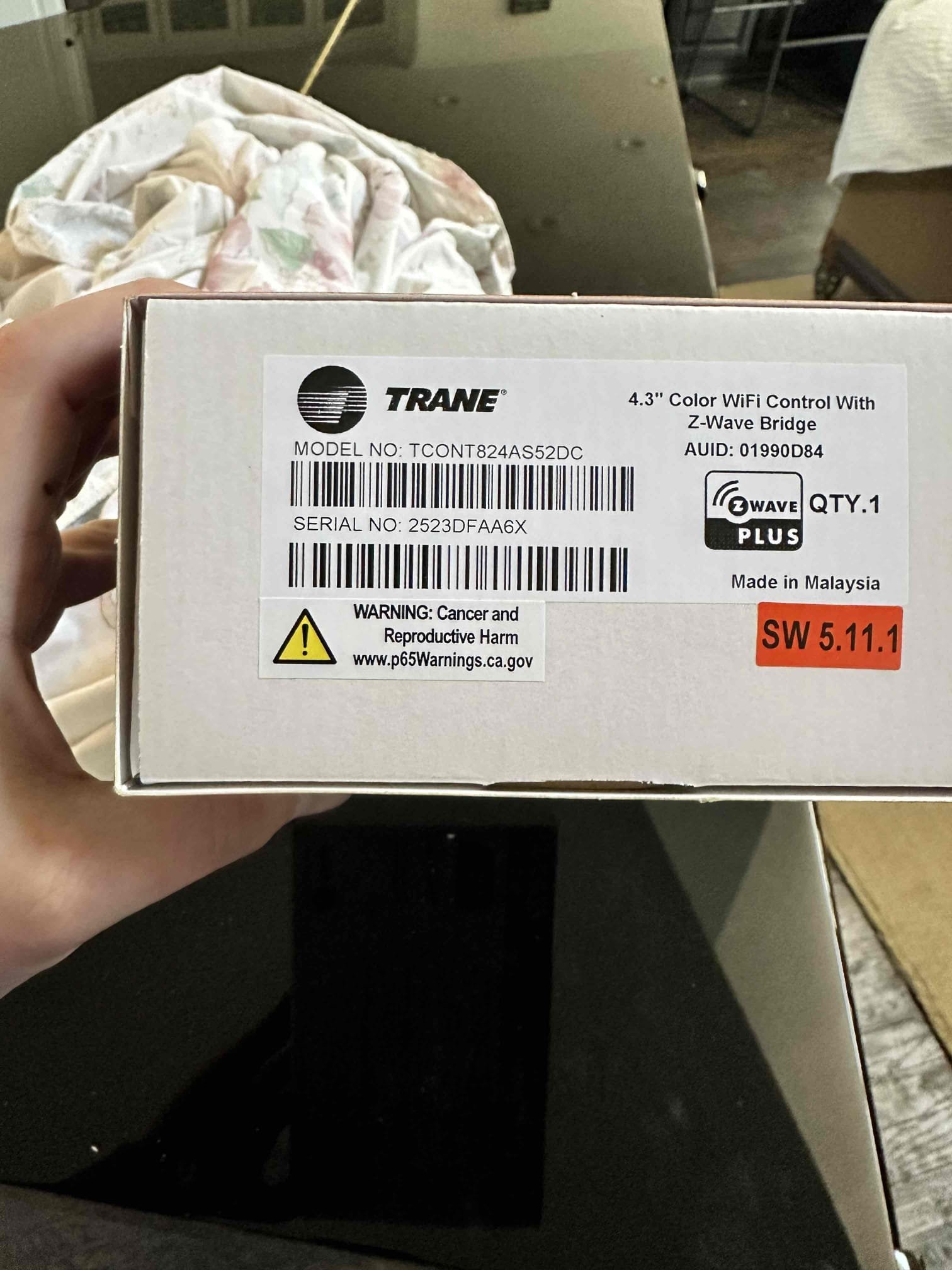 I returned to install the warranty 824 thermostat. I programmed and connected the Wi-Fi to it. The phone I needed to connect it to Z-Wave was not available at the time of service. I indicated that the manual will go over the step to connect it.