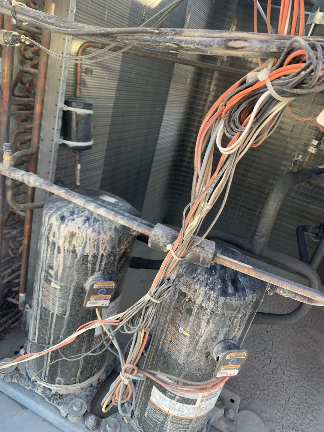 Arrived on site for heating maintenance on two package units for mechanical building. Checked office unit by mistake initially and found filter caked with dust. Informed site manager and advised changing filter as soon as possible. Started checking run amps and temperature drop on unit closest to front. I noticed at this point that the other further unit was not running. Asked site manager if he was aware and he informed me he was and that Joplin had been working on that unit. He believes they replaced the compressor and there was another issue they are currently working on. Site manager called John and was advised to cancel the maintenance for the time being. Heating form could not be completed as I was checking the cooling as it is a machine room that needs to be cooled at all times.