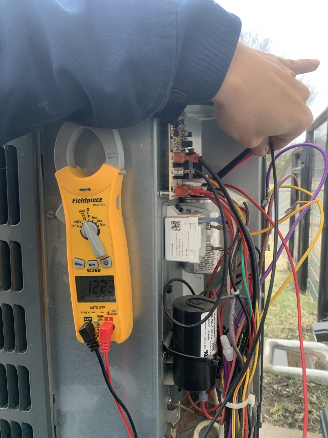 Arrived on site for heating maintenance on x2 2021 Goodman heat pumps. Homeowner stated all was well with regards to normal unit operation to his knowledge. Proceeded with heating maintenance as scheduled.

1. Visually inspected condenser coil for debris/ dirty.
2. Inspected condenser fan motor.
3. Inspected condenser fan blades.
4. Inspected/ cleaned wiring connections.
5. Tested compressor/ condenser fan motor capacitor.
6. Checked compressor amp draw.
7. Checked condenser fan motor amp draw.
8. Inspected / replaced return filter.
9. Inspected return plenum for debris/ dirty.
10. Inspected evaporator coil.
11. Inspected blower motor/ blower wheel.
12. Checked blower amp draw.
13. Measured temperature differential from supply to return. 20 degrees measured.
14. Tested capacitor and contactor (outdoor electrical)
15. Rinsed condenser unit to promote heat exchange
16. Tested emergency heat and found master testing a little low indicating some wear and the heat strip.
Notice large amount