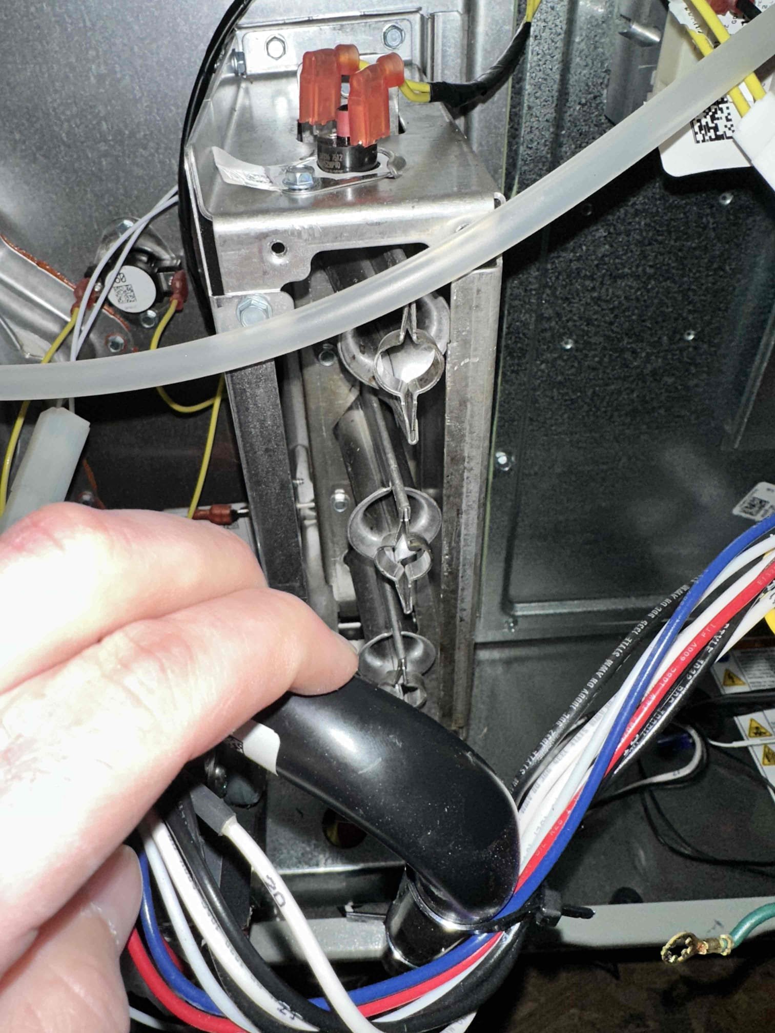 Upon arrival, I found the unit tripped on a roll out. After further investigation, I noticed that the burner log was not lined up quietly right. I adjusted and corrected the noticed issue. I watched the unit for a while before calling it good. System is heating upon departure.