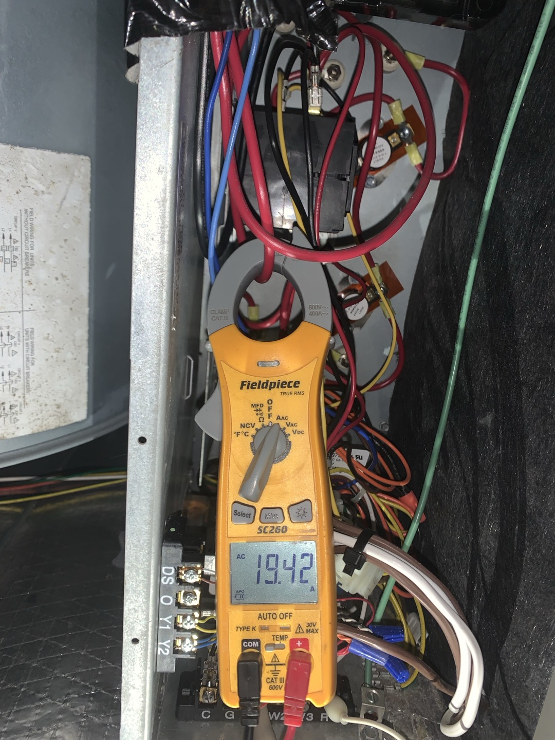 1. Visually inspected condenser coil for debris/ dirty.
2. Inspected condenser fan motor.
3. Inspected condenser fan blades.
4. Inspected/ cleaned wiring connections.
5. Inspected / replaced return filter.
6. Inspected return plenum for debris/ dirty.
7. Inspected evaporator coil.
8.  Inspected blower motor/ blower wheel.
9. Checked blower amp draw.
10.  Measured temperature differential from supply to return. 20 degrees measured.
11. Tested capacitor and contactor (outdoor electrical)
12.  Rinsed condenser unit to promote heat exchange
13. Tested emergency heat and found no issues

AHU-6- condenser fan capacitor testing outside of manufacturer specifications also blower wheel inside is looking very dirty. This will cause drag on the motor ultimately shortening the lifespan of the motor
AHU-7- all is well
AHU-8- Hardstart kit, capacitor and contactor all testing outside of manufacturer specifications. Broken thermostat face l40 
RTU-33A- all is well
RTU-33B- x2 contactors and x2 capaci