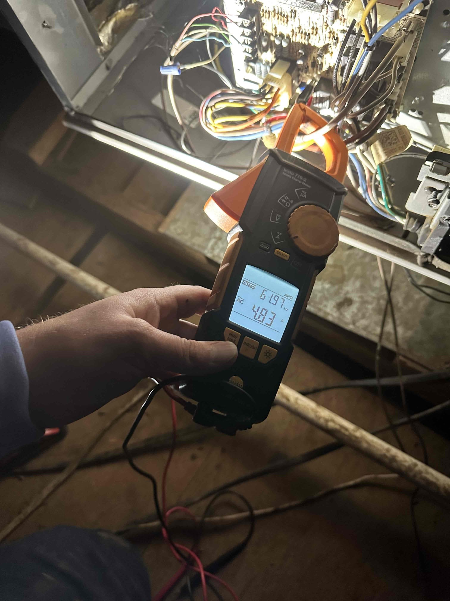 Upon arrival, I found that the low voltage fuse was popped. This indicates there is a short in the system. I performed a quick overview of the low voltage wiring in the attic and found both the wires for the thermostat and condenser to be damaged from a critter chewing on them. I installed my short finder and cycled the unit a couple times in heat mode to ensure the fuse wasn’t going to pop. With approval, I installed a new fuse and tested the components of the furnace to ensure proper operation. I found that the capacitor for the blower is slightly out of range and should likely be replaced soon. Customer approved the replacement of the thermostat wire to the thermostat and condenser. With this repair, we will install a sealtite conduit for the wires once they arrive outside to protect them from the elements. Customer would like to schedule for January 28th for the wiring replacement. Customer needs a new filter as well. Sent payment link for work today.