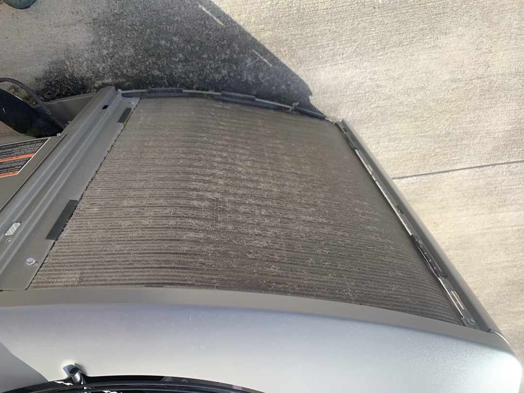 1. Visually inspected condenser coil for debris/ dirty.
2. Inspected condenser fan motor.
3. Inspected condenser fan blades.
4. Inspected/ cleaned wiring connections.
5. Tested compressor/ condenser fan motor capacitor.
6. Inspected / replaced return filter.
7. Inspected return plenum for debris/ dirty.
8. Inspected evaporator coil.
9. Inspected blower motor/ blower wheel.
10. Checked blower amp draw.
11. Measured temperature differential from supply to return. 20 degrees measured.
12. Tested capacitor and contactor (outdoor electrical)
13. Rinsed condenser unit to promote heat exchange
14. Tested electric heat and found no issues

AHU/CU 34 - all is well with unit operation