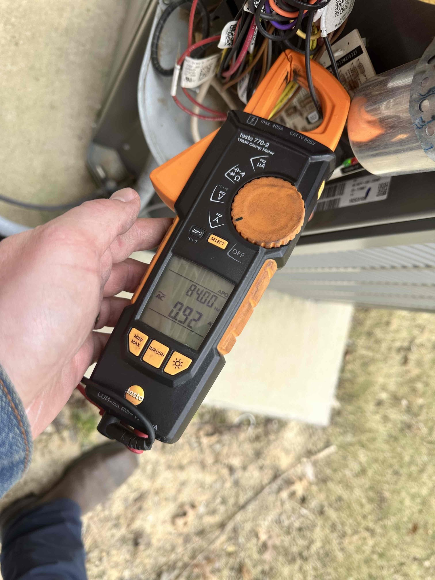 Upon arrival, the customer filled me in on the issue. The heating strips were not doing their job when emergency heat is engaged. The customer and I proceeded to the attic to investigate. I found that the breaker was disengaged for 10kw of the heat. I turned it on and confirmed that all heating strips are operational. I noticed that the heating strips are wired to run a higher than recommend blower speed. This was causing the temperature rise to only be 13 degrees. I got confirmation from the customer to adjust the wiring. The new temperature rise is 42 degrees. I cycled it a couple of times and verified it was going to perform properly. 
Blower is set to a higher speed and moving too much air across the heat strips. This is not allowing the heating strips to gain enough heat. 
 Customer would like to wait to sign up for maintenance. 