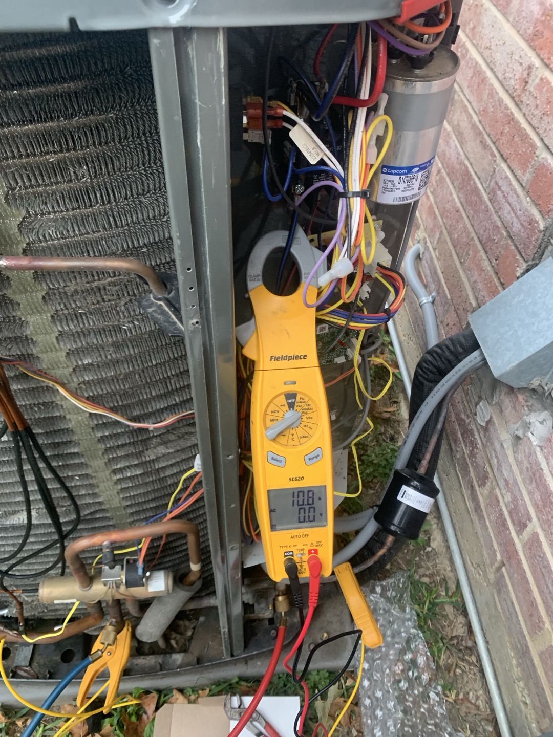 Replace suction and liquid line sensors under warranty. I’ll start up compressor with sounding very rough on startup. Ran unit for 30 minutes. Refrigerant pressures were within manufacturer specifications. Measured start amps on compressor and found them to be high testing around 83 out of 83. Recommended hard start kit to homeowner to help reduce start amps and therefore wear and tear on the compressor overtime, as the most wear happens on the initial start up of the compressor. Cycled unit on and off periodically allowing for rest time to ensure unit functionality. Tested supply heat and measured 110° without the heat kit running. Return temperature 74. I was not able to verify the addition of a bypassed the zone system, as there was not nearly enough space in the attic, and no dampers could be seen from the supply box. Recommend installing Trane thermostats to get the most functionality and efficiency out of the Trane units. Also suggested labor warranty since unit may have been ins