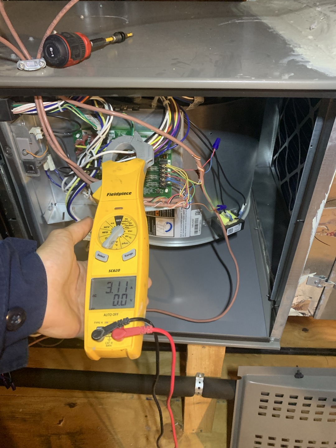  1. Visually inspected condenser coil for debris/ dirty.
2. Inspected condenser fan motor.
3. Inspected condenser fan blades.
4. Inspected/ cleaned wiring connections.
5. Tested for gas leaks
6. Tested functionality and cleaned flame sensor
7. Tested functionality and cleaned pressure switches and ports
8. Inspected / replaced return filter.
9. Inspected return plenum for debris/ dirty.
10. Inspected evaporator coil.
11. Tested functionality and visually inspected surface igniter
12. Checked blower amp draw.
13. Measured temperature differential from supply to return. 20 degrees measured.
14. Rinsed condenser coils to promote heat exchange
  Found rust around inducer pressure port on inducer housing. I did not find any further signs that water was making it down the flue pipe. I believe that the bad seal on the pressure port is causing a temperature difference and therefore condensation around the pressure port. Video included of wiggling pressure port. Aside from that unit in good wor