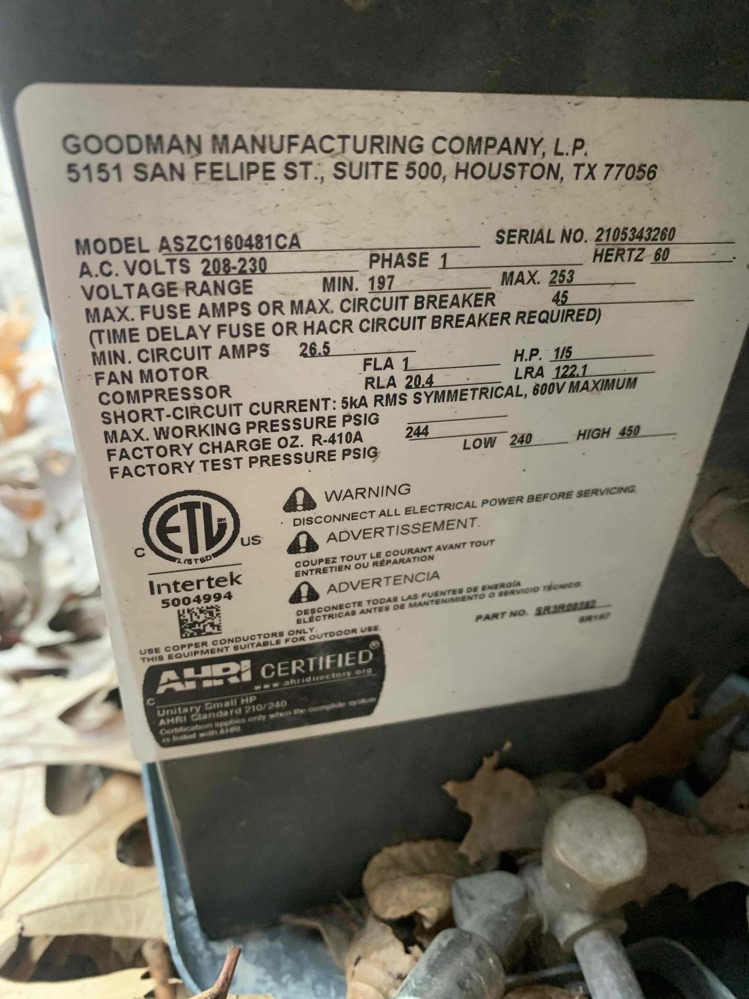 Performed a complete heating system maintenance and inspection.

Inspected and tested all electrical components and safety controls on the indoor unit; all components tested within manufacturer specifications.

Verified system temperatures: return air temperature measured at 76°F; supply air temperature measured at 102°F and rising.

Confirmed air filter needed to be changed. Filter size Aprilaire 910

Inspected and tested all electrical components on the outdoor unit; all 
components tested within manufacturer specifications.

Confirmed system was operating properly and heating upon departure.

System Status: Operating normally at time of service.
