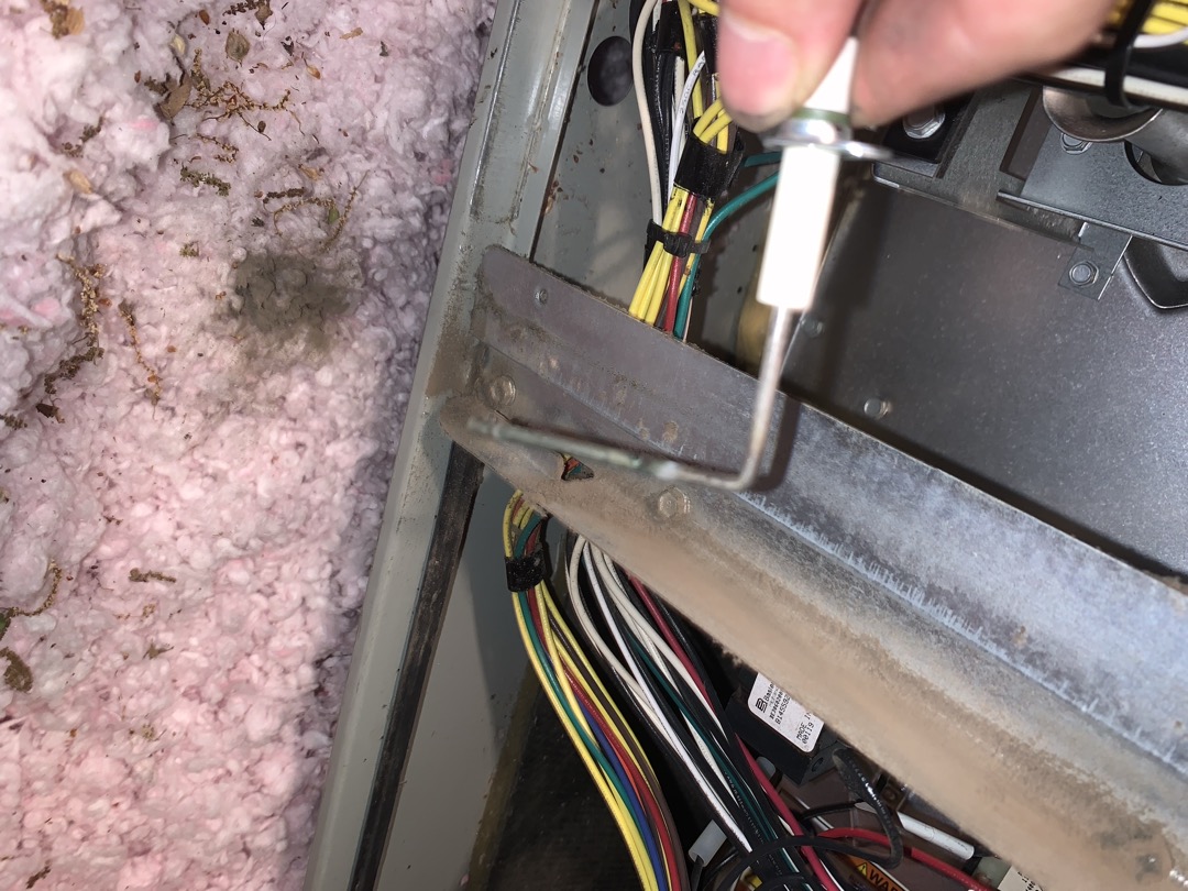 1. Visually inspected condenser coil for debris/ dirty.
2. Inspected condenser fan motor.
3. Inspected condenser fan blades.
4. Inspected/ cleaned wiring connections.
5. Tested for gas leaks
6. Tested functionality and cleaned flame sensor
7. Tested functionality and cleaned pressure switches and ports
8. Inspected / replaced return filter.
9. Inspected return plenum for debris/ dirty.
10. Inspected evaporator coil.
11. Tested functionality and visually inspected surface igniter
12. Checked blower amp draw.
13. Measured temperature differential from supply to return. 20 degrees measured.
Found dirty blower wheel. Homeowner is not interested in having it cleaned to prolong the life of the system. Unit in good working order upon departure.

