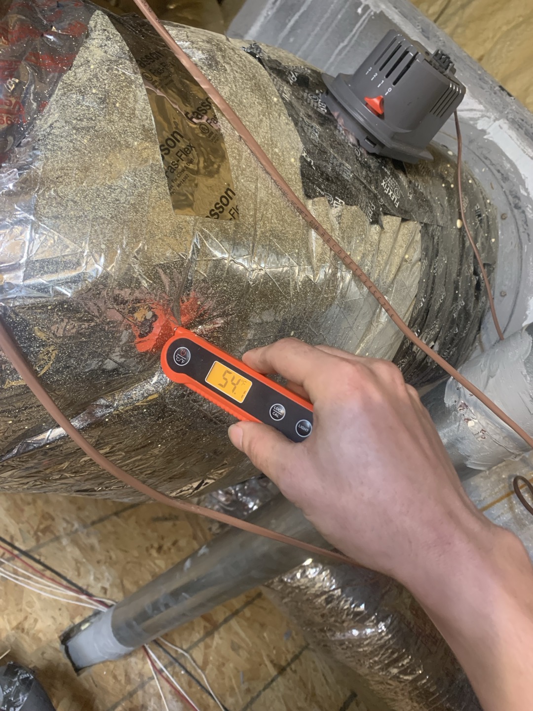 Arrived on site for QC visit on new install. Homeowner stated all was well with normal system operation. System is level all wiring is good no error codes. Tested normal heating operation. Measured 140 supply. Tested heat kit. Drain line is draining well at this time. Outside unit is level all electrical components are good and tight. All components are operating as designed. Added refrigerent to manufacturer specification. Notice a small amount of air leakage on supply plenum and rust around an improperly sealed duct. Also noticed no surge protection on the system. Discussed options for getting both of these issues addressed. Homeowner requested some time to think over the recommendations. Unit in good working order upon departure. Thank you for your time.