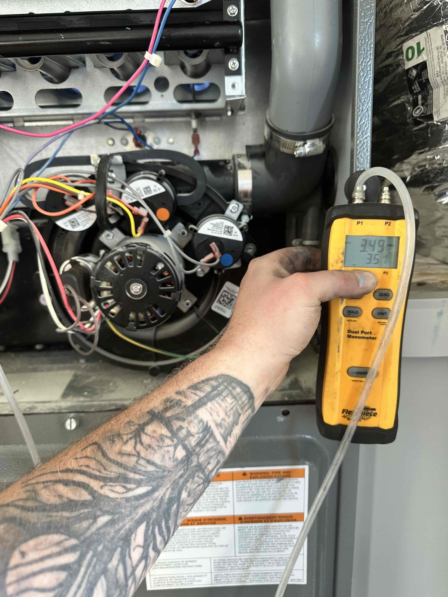 Gas valve is rusted and compromised. I replaced and set the gas pressure for high and low stage.