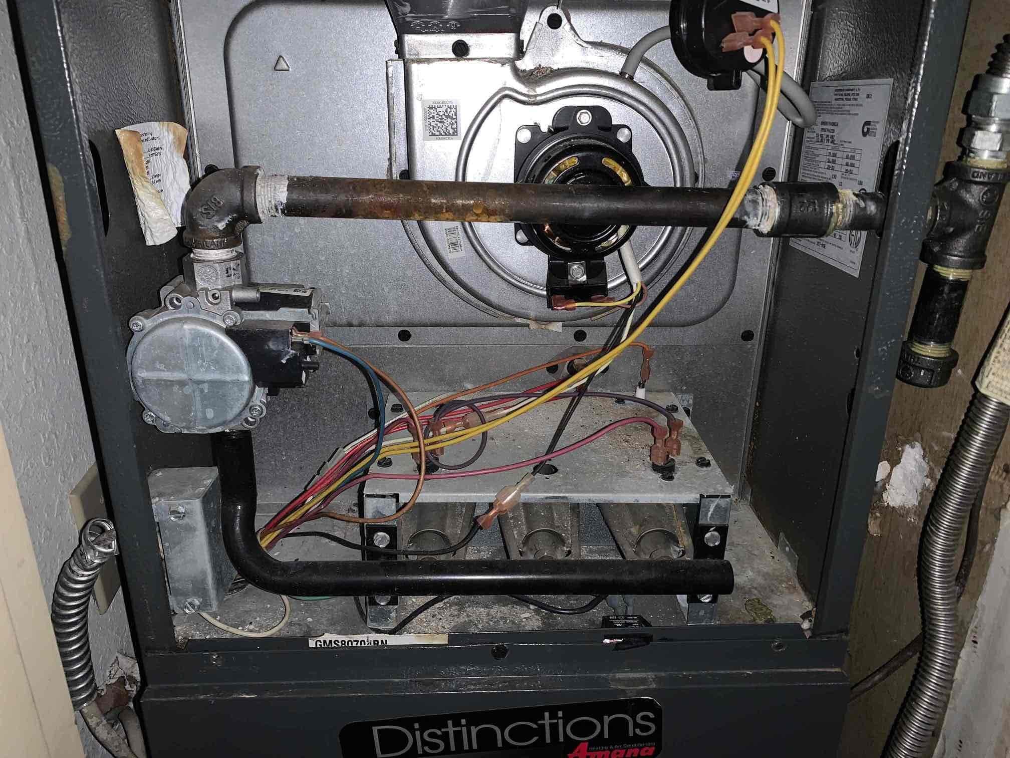 I installed a new gas valve. Old valve has an all thread that I could not remove. This resulting in a redesign to install it properly. I tested and set the gas pressure of the unit. It is heating upon departure.