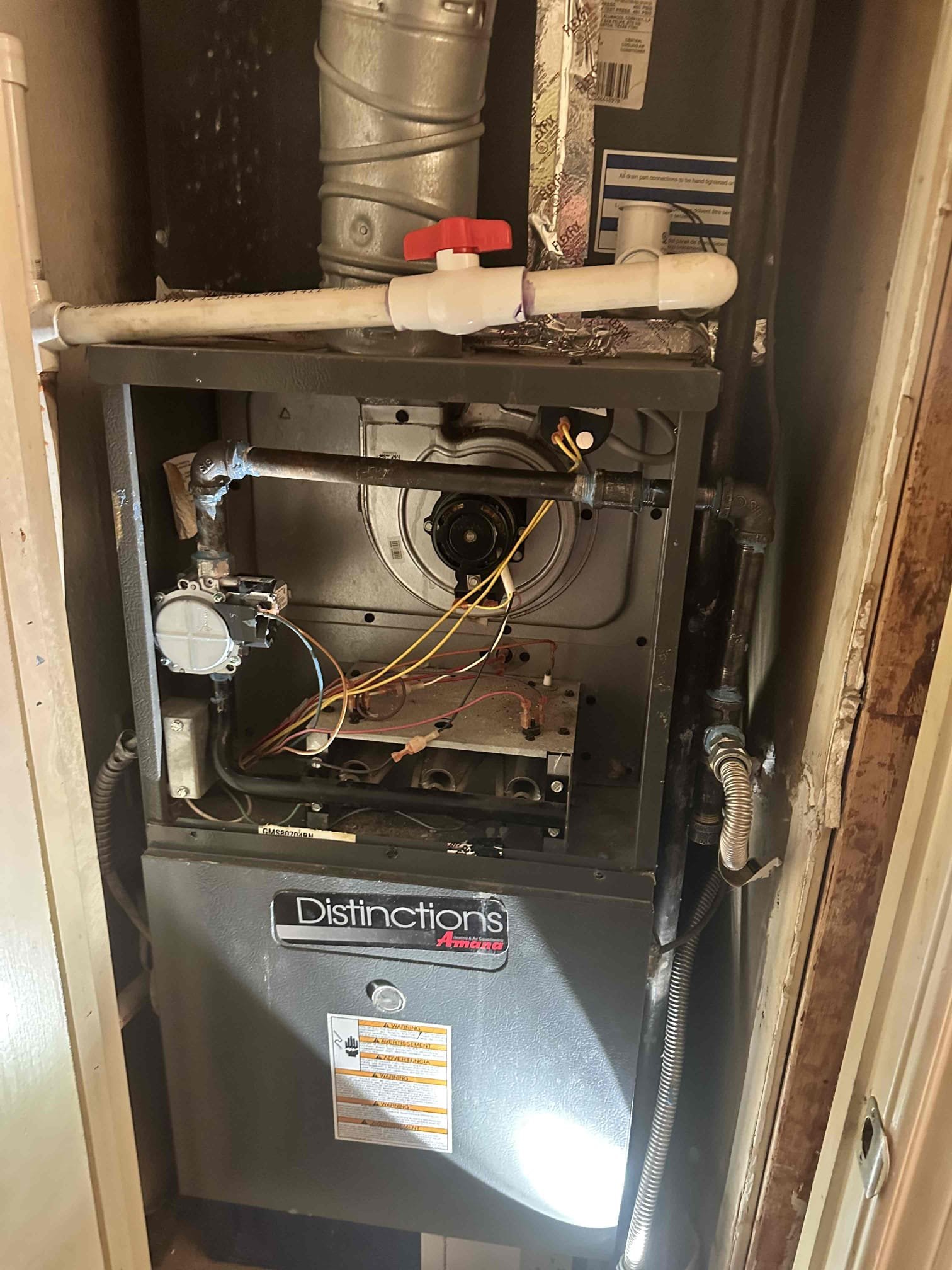 I installed a new gas valve. Old valve has an all thread that I could not remove. This resulting in a redesign to install it properly. I tested and set the gas pressure of the unit. It is heating upon departure.