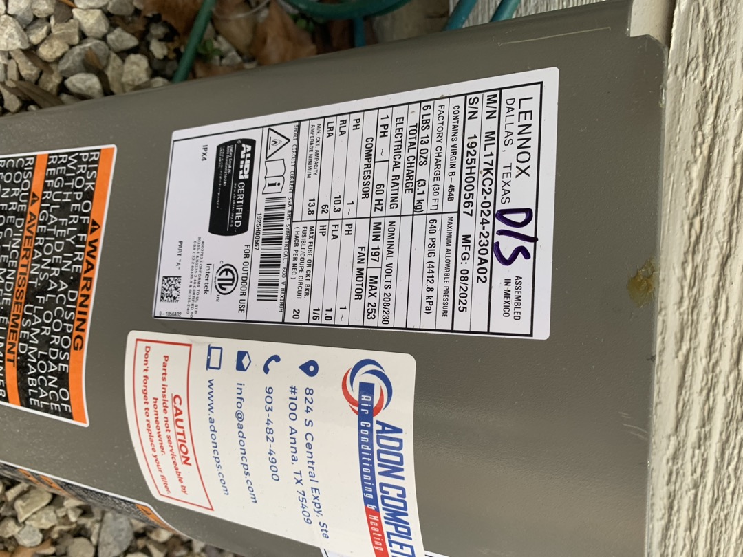  Came out today for QC visit on new install. Homeowner stated they were having issues with the temperature balance on the upstairs. Upon inspection and testing the temperature of every room room, I found that the upstairs hallway was a few degrees warmer than any of the rooms. I found the downstairs thermostat set to 70 and the master bedroom thermostat set to 68. This would cause the downstairs unit to run constantly and because of the open floor plan, the heat would rise into that hallway area, causing a temperature imbalance. In order to address this, I adjusted some of the grills below the balcony to push the air more downward instead of straight out. I also pinched off a damper that came from the downstairs unit, but led to the second floor balcony. Started inside at t-stat (Lennox) tested gas heat . Tested normal cooling operation  is level all wiring is good no error codes. Getting over 20 degree temp split. Drain line is draining well at this time. System is clean and operating