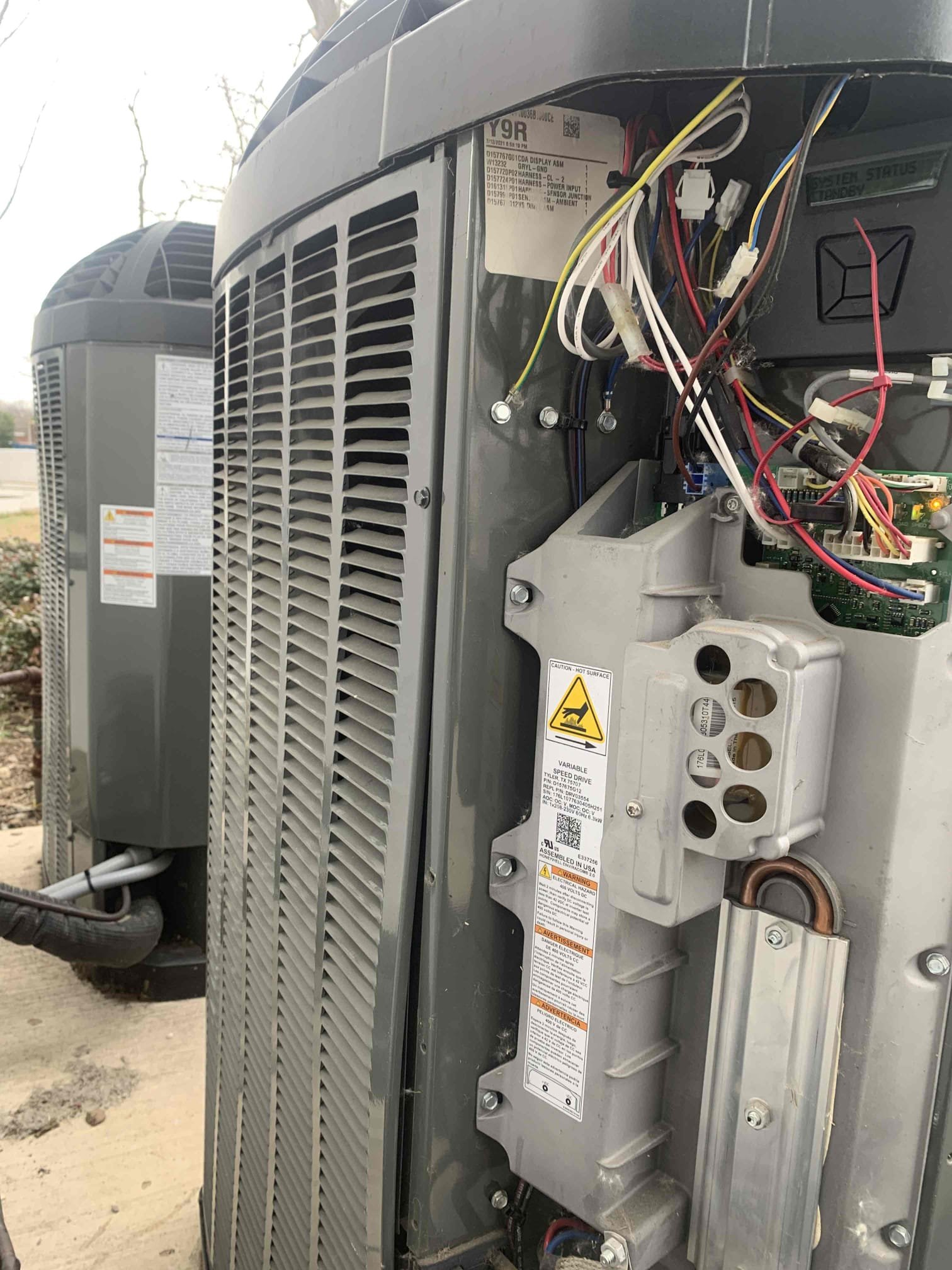 1. Visually inspected condenser coil for debris/ dirty.
2. Inspected condenser fan motor.
3. Inspected condenser fan blades.
4. Inspected/ cleaned wiring connections.
5. Tested compressor/ condenser fan motor capacitor,,,noticed both units don’t have surge protection,, talked to customer about installing them,, he will think about it.
6. Checked refrigerant pressures.
7. Checked compressor amp draw.
8. Checked condenser fan motor amp draw.
9. Inspected / replaced return filter.
10. Inspected return plenum for debris/ dirty.
11. Inspected evaporator coil,,,evaporator is dirt,, highly recommended an evaporator coil cleaning.
12. Inspected blower motor/ blower wheel,,,there’s buildup around the wiring, and blower wheel,, highly recommended a blower cleaning.
13. Checked blower amp draw.
14. Measured temperature differential,,,temperature differential was 17 degrees split differential, we believe if could also be caused by dirty evaporator coil, homeowner is aware of it,, he will monitor t