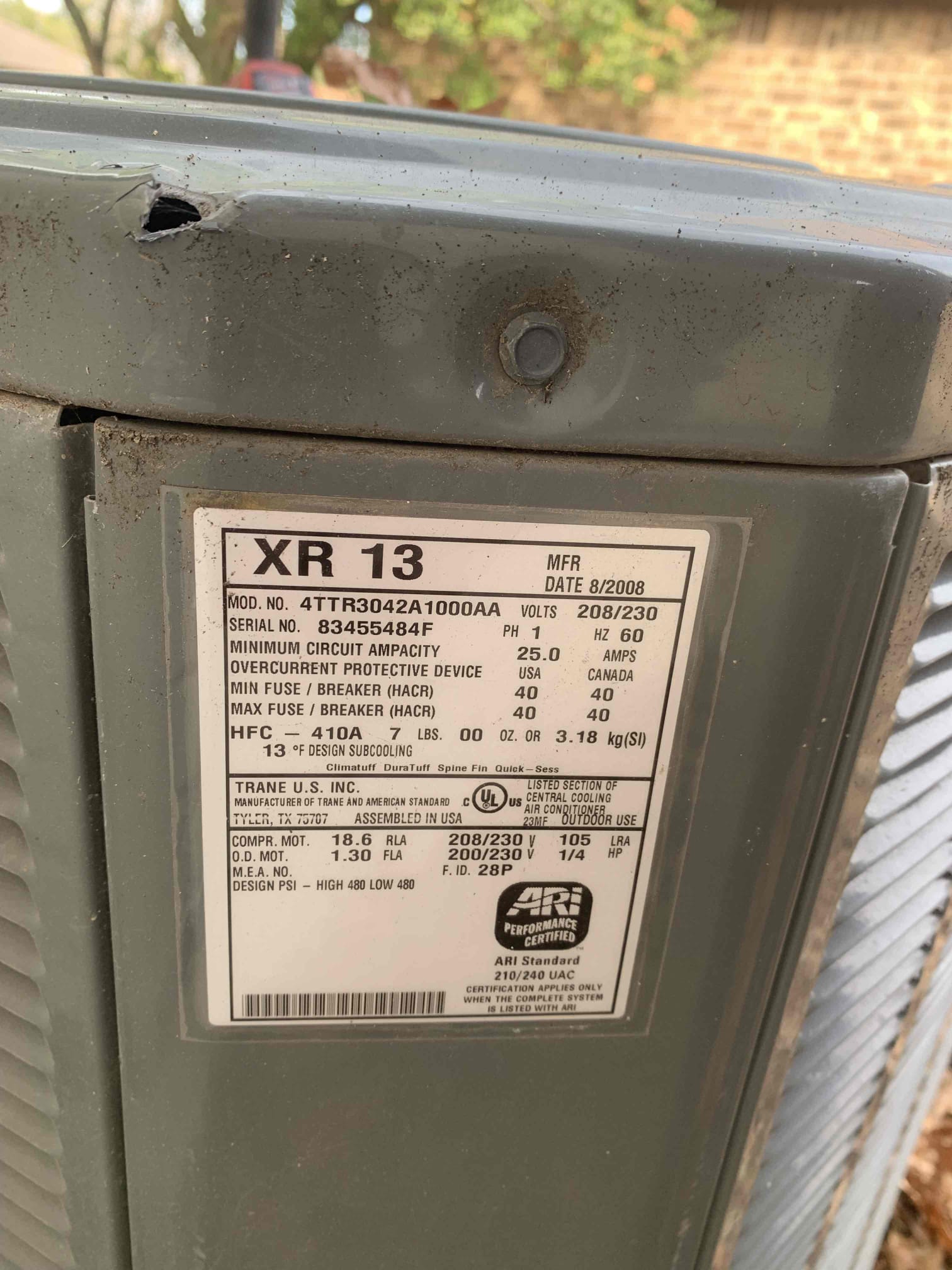 Preformed single system cooling maintenance 2008. I tested all electrical components on the inside unit. All tested within manufacturer specifications. I checked for cleanliness of the system. The system could benefit from a deep cleaning of the full system. I treated drain lines. We talked about installing a better filtration system. I proceeded outside where I found the condenser to be extremely dirty. Also I tested all the electrical components. Unit could benefit from having all electrical components replaced and adding a hard start kit to help with over amping and prolonging the life of the unit. Unit was cooling upon departure.