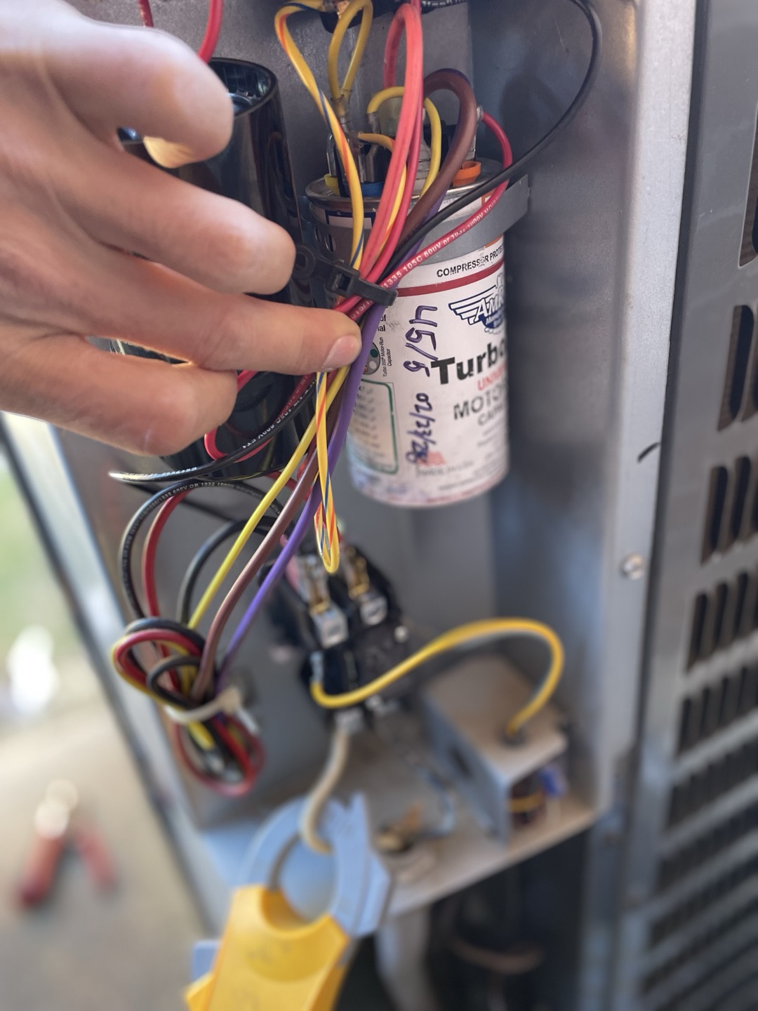 Installed the following
-Contactor
-Turbo Multi Use Capacitor
- 5-2-1 Hard Start Kit
On downstairs unit  and one additional turbo 200 on the upstairs unit. 

Both units tested and verified lower start amps on downstairs. Units in good working order upon departure.