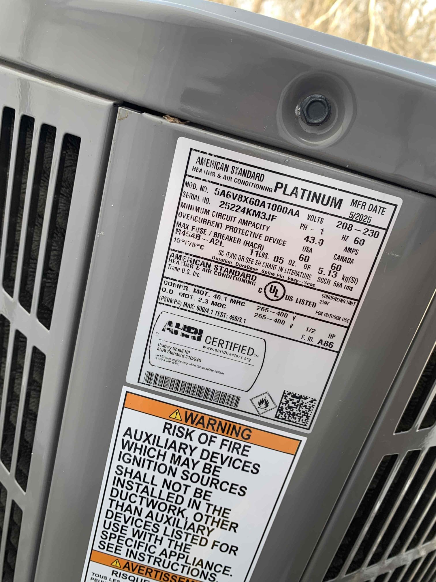 Preformed heating maintenance on a 5 ton Trane heat pump 2025. I tested all electrical components on the inside air handler. All tested within manufacturer specifications. Client did not have filter for us to changed at this time, filter size 20x25x4 Aprilaire 213. I rocoeed3d outside and tested all electrical components on the outside unit and cleanliness. Unit was very clean and electrical components all tested within manufacturer specifications. Temp being supplied to the venue is 107 degrees and 68 being returned to the unit. Unit was heating upon departure. 