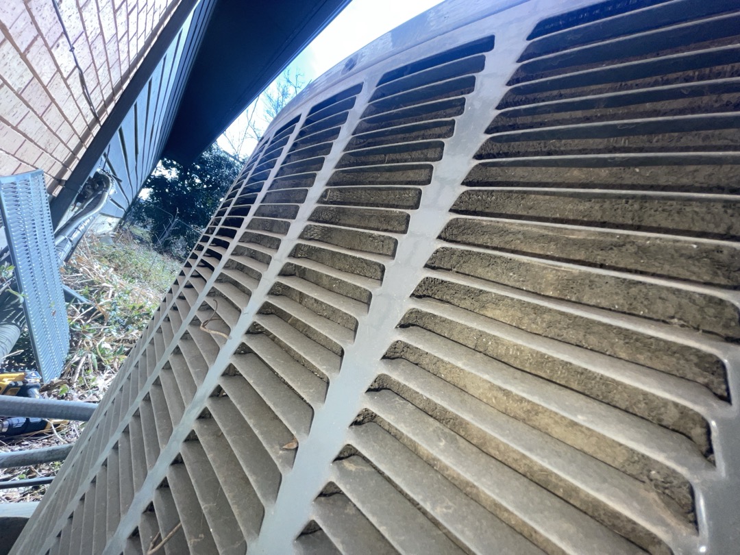 2. Visually inspected condenser coil for debris/ dirty.
3. Inspected condenser fan motor.
4. Inspected condenser fan blades.
5. Inspected/ cleaned wiring connections.
6. Tested compressor/ condenser fan motor capacitor.
7. Checked compressor amp draw.
8. Checked condenser fan motor amp draw.
9. Inspected / replaced return filter.
10. Inspected return plenum for debris/ dirty.
11. Inspected evaporator coil.
12. Inspected blower motor/ blower wheel.
13. Checked blower amp draw.
14. Measured temperature differential from supply to return. 20 degrees measured.
15. Inspected drain lines and treated to prevent blockages 
16. Rinsed condenser unit to promote heat exchange


Found condenser outside entirely plugged with dust and debris all the way around. Also found good amount of dust on the blower wheel this indicates that at least this much dust has made it past the filter and onto the evaporator coil. Advised homeowner that both coils would need to be cleaning in order to maintain efficien