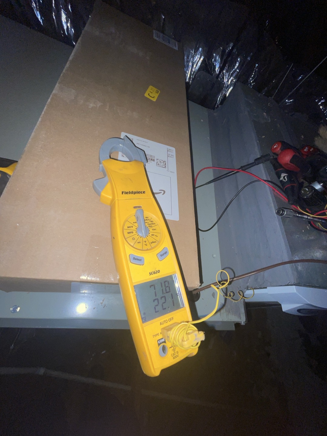 1. Rinsed condenser with water to promote heat exchange and reduce stress on system
2. Visually inspected condenser coil for debris/ dirty.
3. Inspected condenser fan motor.
4. Inspected condenser fan blades.
5. Inspected/ cleaned wiring connections.
6. Tested compressor/ condenser fan motor capacitor.
7. Checked compressor amp draw.
8. Checked condenser fan motor amp draw.
9. Inspected / replaced return filter.
10. Inspected return plenum for debris/ dirty.
11. Inspected evaporator coil.
12. Inspected blower motor/ blower wheel.
13. Checked blower amp draw.
14. Measured temperature differential from supply to return. 20 degrees measured.
15. Inspected drain lines and treated to prevent blockages 

Found large amount of dust in the return Plenum for the system being so new. Advised installation of Air scrubber to reduce particulate matter in the home by causing fine particulates to clump together and get picked up by the filter. Also recommend installation of surge protection to protec