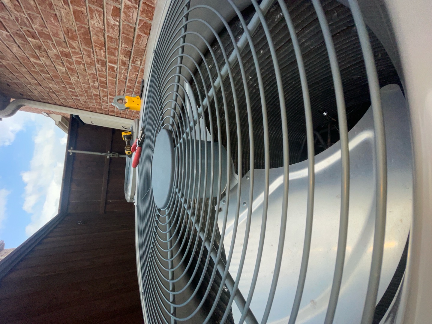 Frisco, TX - 1. Rinsed condenser with water to promote heat exchange and reduce stress on system
2. Visually inspected condenser coil for debris/ dirty.
3. Inspected condenser fan motor.
4. Inspected condenser fan blades.
5. Inspected/ cleaned wiring connections.
6. Tested compressor/ condenser fan motor capacitor.
7. Checked compressor amp draw.
8. Checked condenser fan motor amp draw.
9. Inspected / replaced return filter.
10. Inspected return plenum for debris/ dirty.
11. Inspected evaporator coil.
12. Inspected blower motor/ blower wheel.
13. Checked blower amp draw.
14. Measured temperature differential from supply to return. 20 degrees measured.
15. Inspected drain lines and treated to prevent blockages

Found supply temp measuring 64. Found refrigerant pressures to be low and checked previous work for leaks and found none. Found minor leakage around shrader valves. Tightened valve and added a touch of refrigerant to ensure system was working properly and found no further issues at this time.