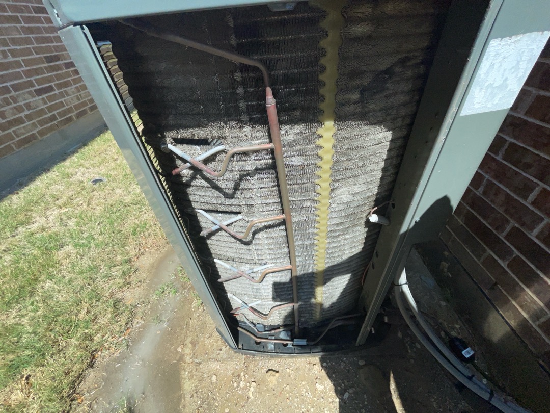 1. Rinsed condenser with water to promote heat exchange and reduce stress on system by removing dust and debris.
2. Visually inspected condenser coil for leaks and abnormalities.
3. Inspected condenser fan motor, blades and bearings.
4. Inspected, cleaned, and, tightened wiring connections.
5. Measured capacitance of  compressor/fan motor capacitor.
6. Inspected and measured resistance of contactor
7. Measured compressor current draw.
8. Measured condenser fan motor amp draw.
9. Inspected and replaced return filter.
10. Inspected return plenum for dust or debris.
11. Inspected evaporator coil for cleanliness and oxidation.
12. Inspected blower motor/ blower wheel for dust and debris
13. Measured blower motor current draw.
14. Measured temperature differential from supply to return. 20 degrees measured.
15. Tested drain lines for proper drainage and treated to prevent blockages.

Advised homeowner use 4 inch filters as there is a compatible filter box.  4 inch filters provides superior 