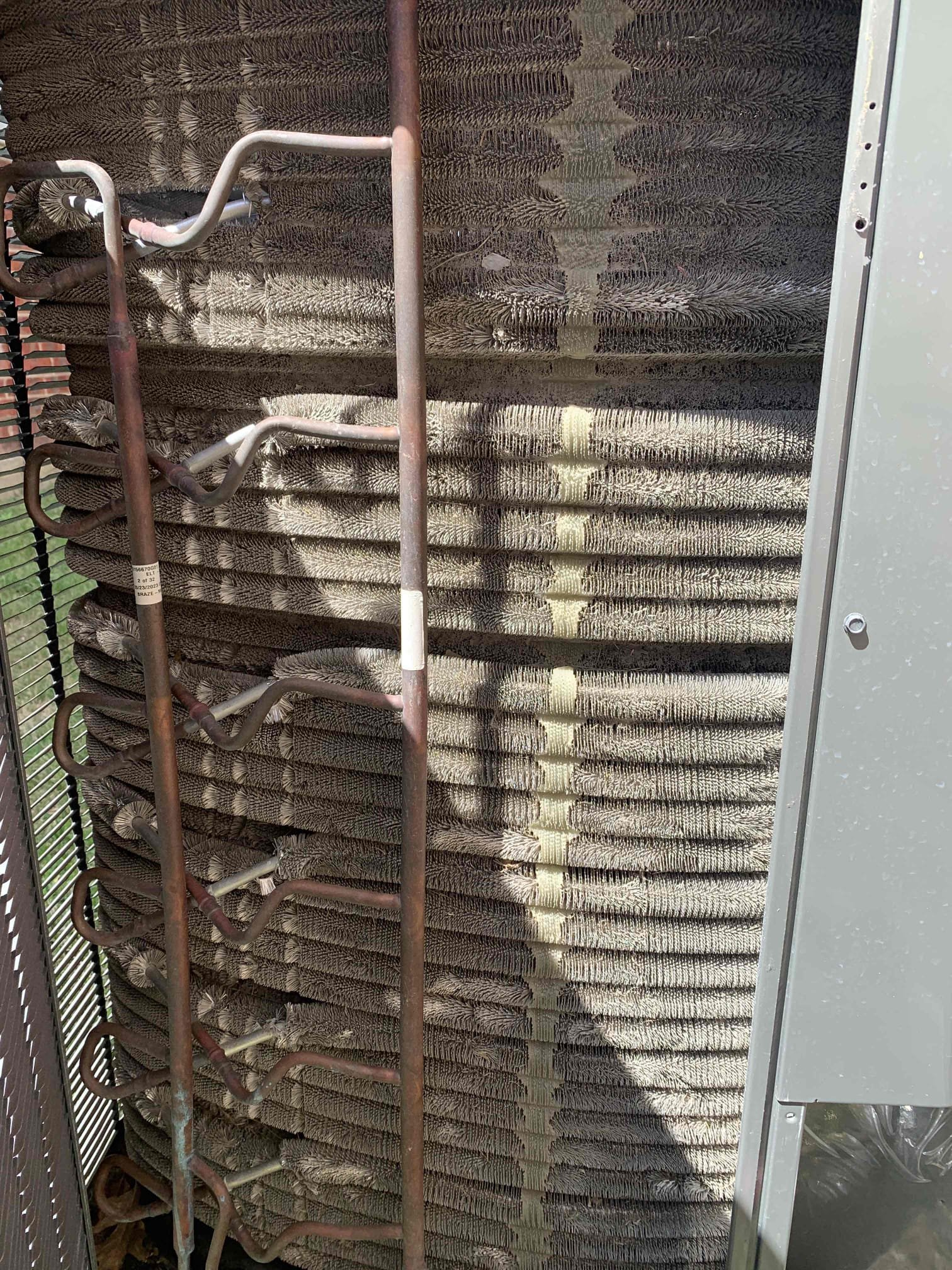 Melissa, TX - Upon completion of my thorough evaluation I found that the ducts on and plenum boxes had a substantial amount of dust build up on them. By cleaning the ducts it can help keep the system clean and improve air quality throughout the home. I tested all electrical components on the inside unit all tested within manufacturer specifications. I changed he filter for the client Aprilaire 210 20x25x4. I treated and tested the drain lines with totalc and water. On the outside unit I tested all of the electrical components and all tested within manufacturer specifications. The start amps were testing on the higher side for the compressor. By adding a hard start kit you can help bring the start amps down and help the compressors longevity. I rinsed the unit with water at today’s visit. Unit was cooling upon departure.