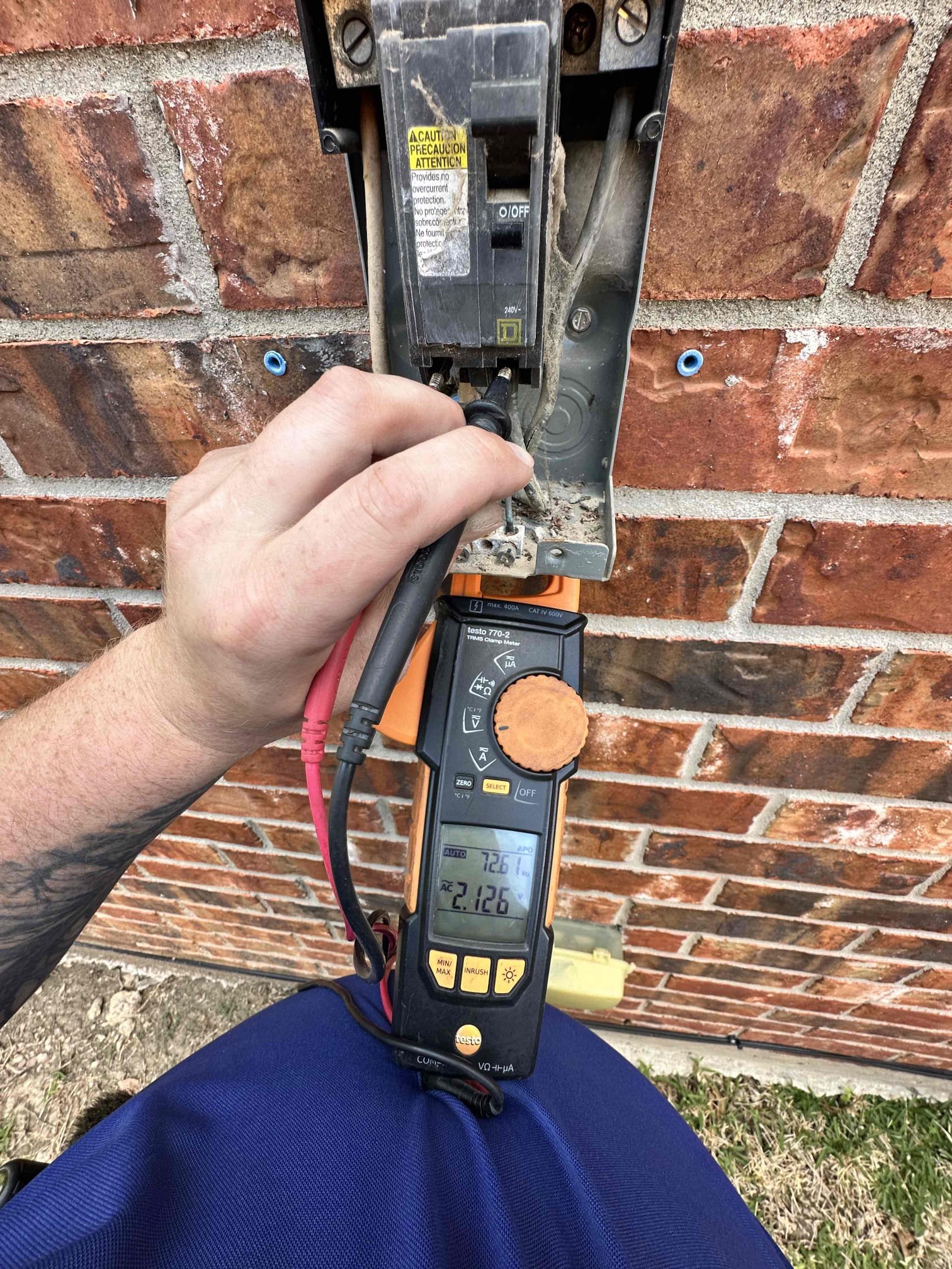 Van Alstyne, TX - Upon arrival, I discovered the indoor equipment working fine. The issue is the condenser. After rigorous testing, I determined that the service disconnect is bad, the compressor is bad, and the 80/10 capacitor is bad. My testing involved isolating the major outdoor components. I was able to get the condenser fan to run with the service disconnect bypassed. The compressor would continuously trip the main breaker. I wired in a Turbo200x to test the compressor. The furnace is from 2018 and the rest of the system is 2014. The equipment is gas and zoned. I returned everything to its original state after testing was finished. Customer would like to discuss with her daughter about how they would like to proceed. I made them aware that compressor replacement is an option, but the other items will need to be addressed as well. We would be able to build a price on Monday for the compressor/disconnect/capacitor replacements. 