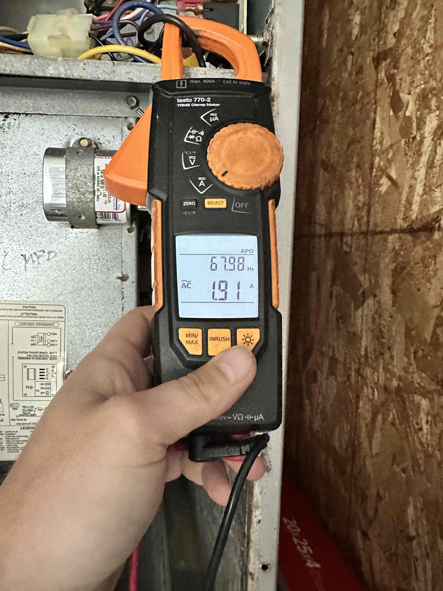 Anna, TX - I performed a general check of a 2002 heat pump system. I discovered that the indoor unit has heavy rusting on the blower assembly and evaporator coil, the blower cap is bad reading 6.6/7.5, the blower motor bearings are worn out, the unit has an active leak in the Schrader core of the liquid line, the contactor is burnt at the contacts, the outdoor capacitor is bad and reading out of range, and the start amps are high. The indoor unit has a R22 evaporator coil only rated for 300psig, and the outdoor unit is a R410a unit rated for 480psig. With how rusted the evaporator coil is, I fear adding refrigerant may cause the evaporator coil to begin leaking. 
Repairs needed are: blower assembly/blower wheel/ and blower motor replacement, electrical rebuild of the outdoor unit, evaporator coil cleaning (advise against due to rust and age), and leak repair. Customer wants the information sent over. I did not price the blower assembly/wheel/blower motor during the visit. 