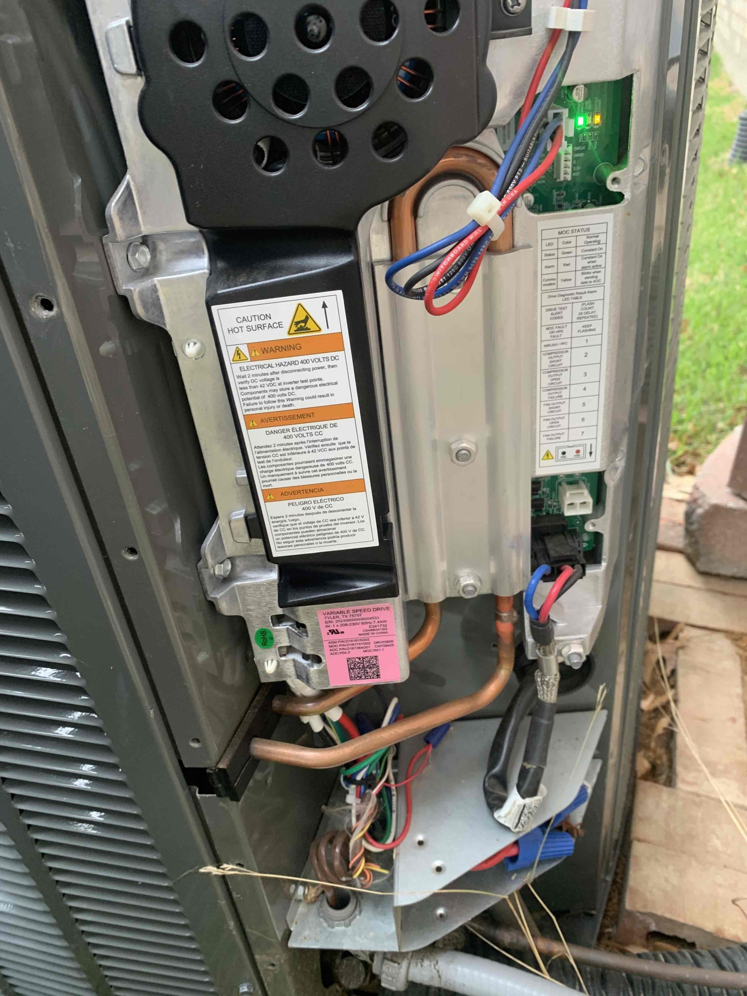 Melissa, TX - Completed my thorough evaluation of the hvac system. I tested all electrical components on the inside unit. All tested within manufacturer specifications. I checked for cleanliness of the unit. All was clean at this time. I changed the filter for the client at today’s visit. Aprilaire 210 20x25x4. I treated and tested the drain line with totalc and water. Temperature being supplied to the home was at 51 degrees and 70 return air. On the outside unit I tested the run amps for the compressor and fan motor. All tested within manufacturer specifications. I rinsed the outside unit with water. Unit doesn’t have any type of surge protection. By adding surge protection you can help prevent any potential damage from lightning strikes and other surges in power. Unit was cooling upon departure.