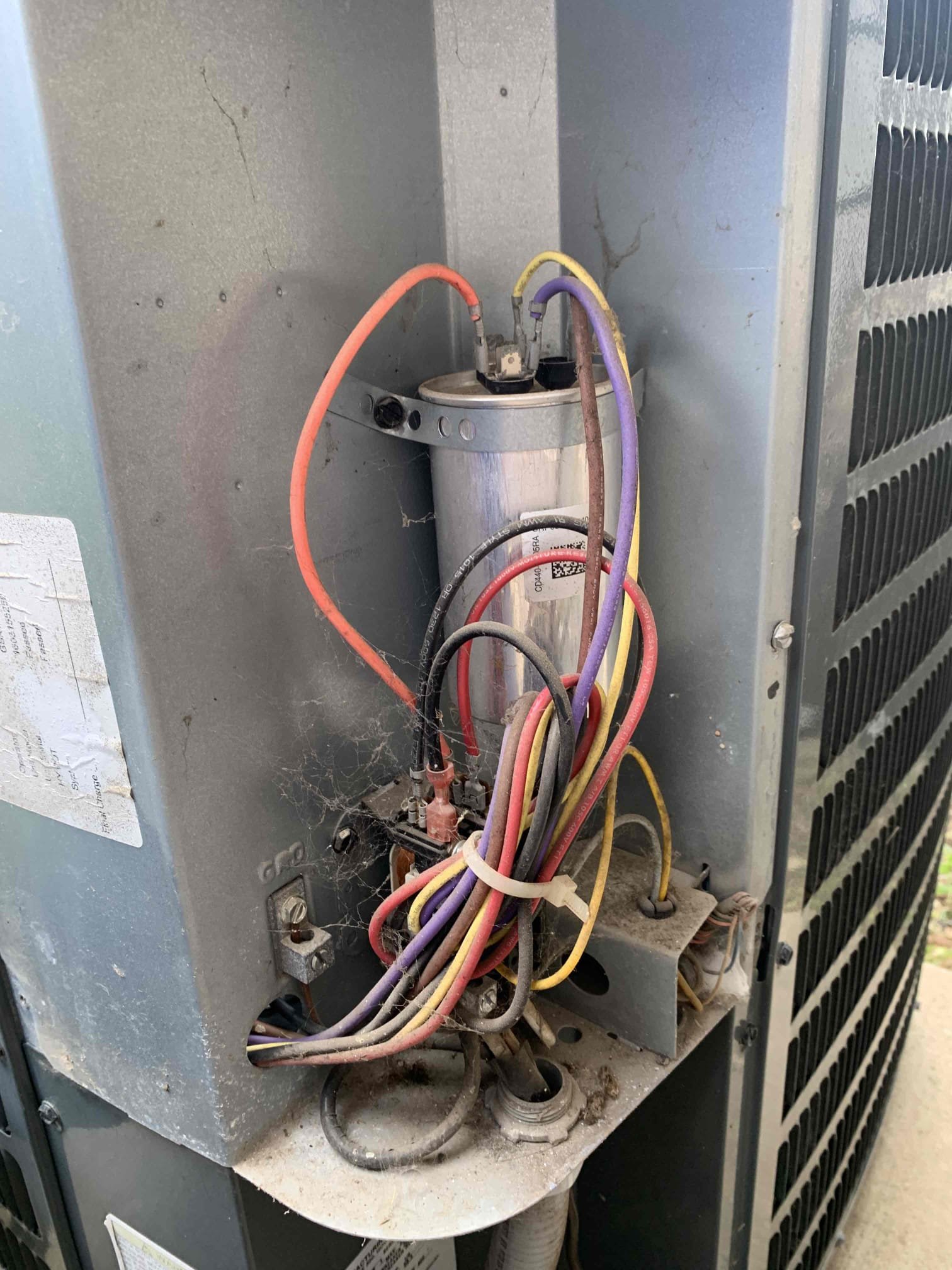Anna, TX - Upon completion of my thorough evaluation of both systems, I found both can benefit from having a full system deep cleaning done on all major components, along with duct work, this includes the blower wheels, evaporator coils and clearing  drain lines. Also the condensers for both units outside could use a deep cleaning as well. The capacitor on the upstairs unit is failing below manufacturer specifications at 30/35 mfd if this part completely goes out he unit will not run until replaced.