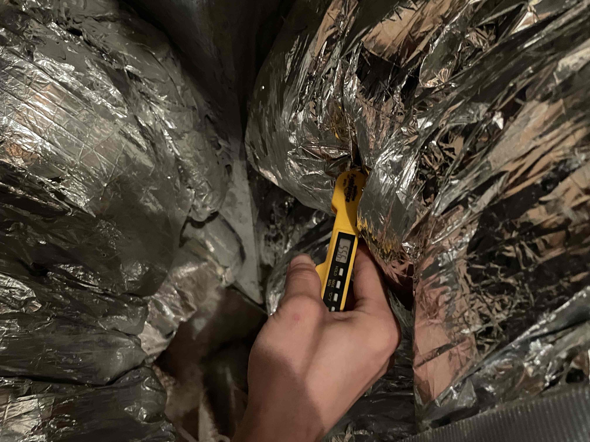 Frisco, TX - 1. Visually inspected condenser coil for leaks and abnormalities.
2. Inspected condenser fan motor, blades and bearings.
3. Inspected, cleaned, and, tightened wiring connections.
4. Measured capacitance of  compressor/fan motor capacitor.
5. Inspected and measured resistance of contactor
6. Measured compressor current draw.
7. Measured condenser fan motor amp draw.
8. Inspected and replaced return filter.
9. Inspected return plenum for dust or debris.
10. Inspected evaporator coil for cleanliness and oxidation.
11. Inspected blower motor/ blower wheel for dust and debris
12. Measured blower motor current draw.
13. Measured temperature differential from supply to return. 20 degrees measured.
14. Tested drain lines for proper drainage and treated to prevent blockages.
15. Rinsed condenser with water to promote heat exchange and reduce stress on system by removing dust and debris.

Found capacitors on both outdoor units testing outside of manufacturer specifications and liable to fail at 