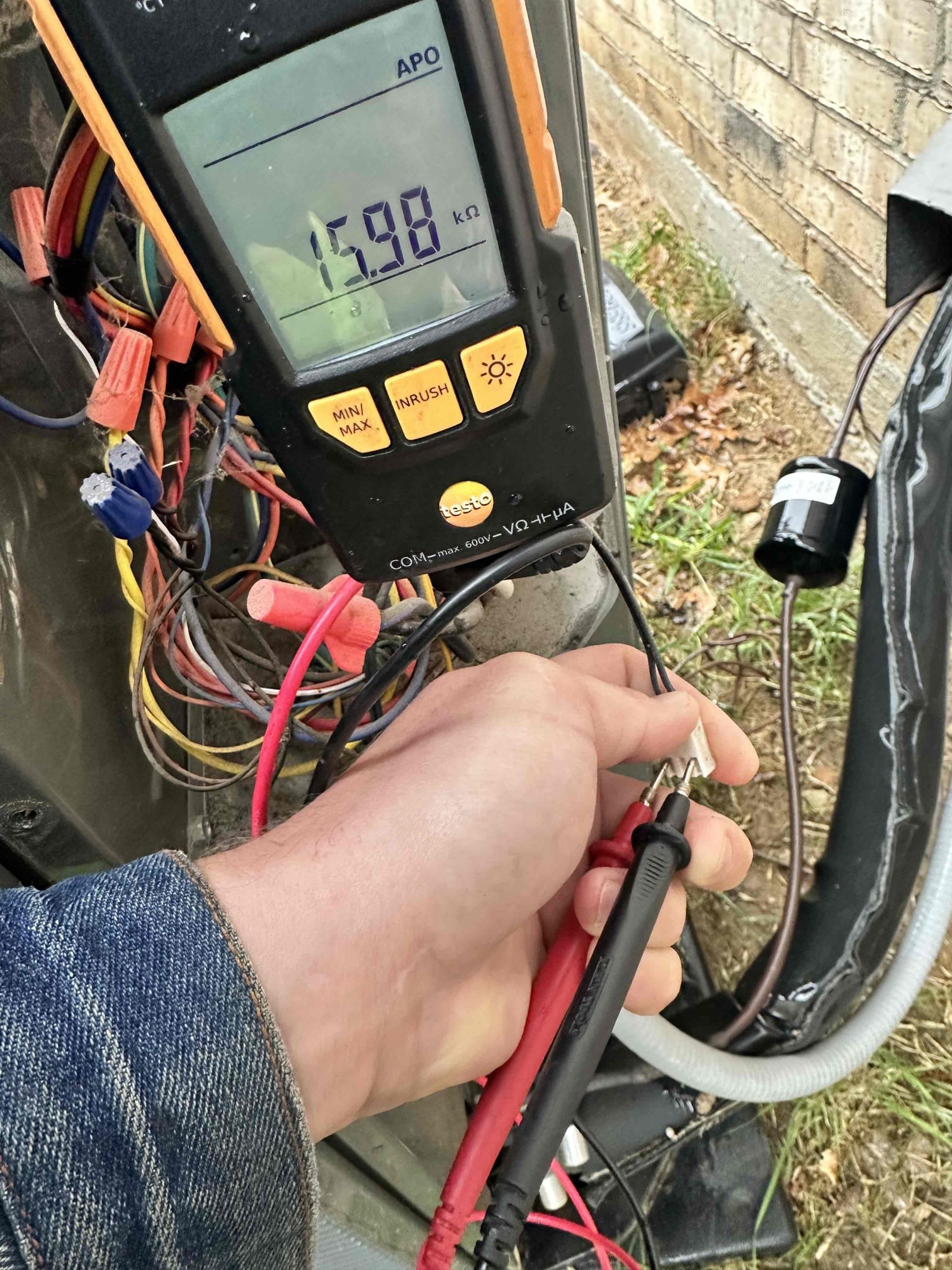 Melissa, TX - Upon arrival, I discovered the system to be operational and no error codes on the thermostat. I ohmed the sensor and found it to be faulty. I verified warranty on the outdoor unit. This part serves as a safety to protect the outdoor unit from running in none ideal temperatures. Customer refused to proceed with the repair at the time of service.