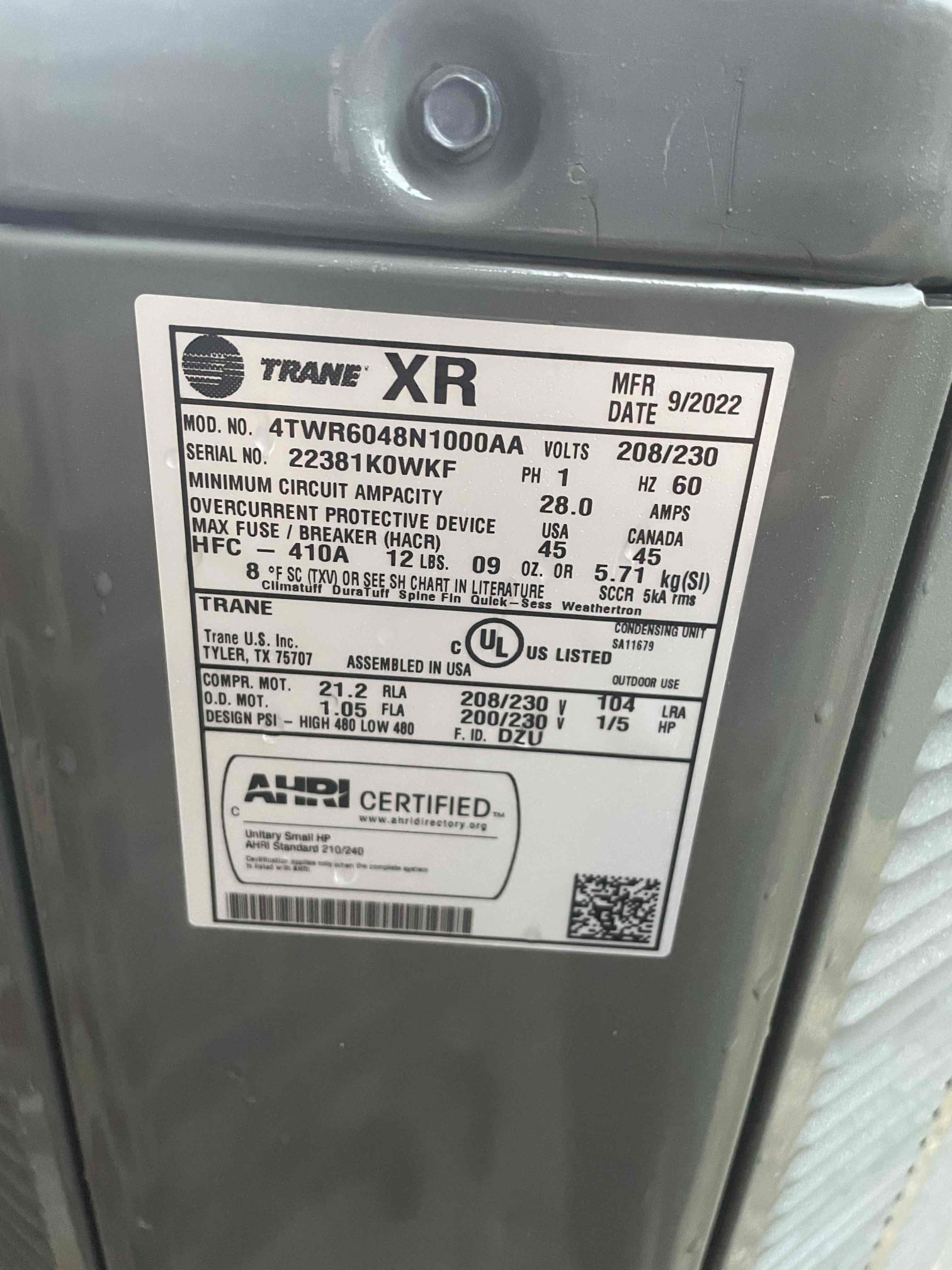 McKinney, TX - 1. Visually inspected condenser coil for leaks and abnormalities.
2. Inspected condenser fan motor, blades and bearings.
3. Inspected, cleaned, and, tightened wiring connections.
4. Measured capacitance of  compressor/fan motor capacitor.
5. Inspected and measured resistance of contactor
6. Measured compressor current draw.
7. Measured condenser fan motor amp draw.
8. Inspected and replaced return filter.
9. Inspected return plenum for dust or debris.
10. Inspected evaporator coil for cleanliness and oxidation.
11. Inspected blower motor/ blower wheel for dust and debris
12. Measured blower motor current draw.
13. Measured temperature differential from supply to return. 20 degrees measured.
14. Tested drain lines for proper drainage and treated to prevent blockages.
15. Rinsed condenser with water to promote heat exchange and reduce stress on system by removing dust and debris.

Starting to see m
Small amount of dust in return plenum and ducts but not so much that I would say a duct cl