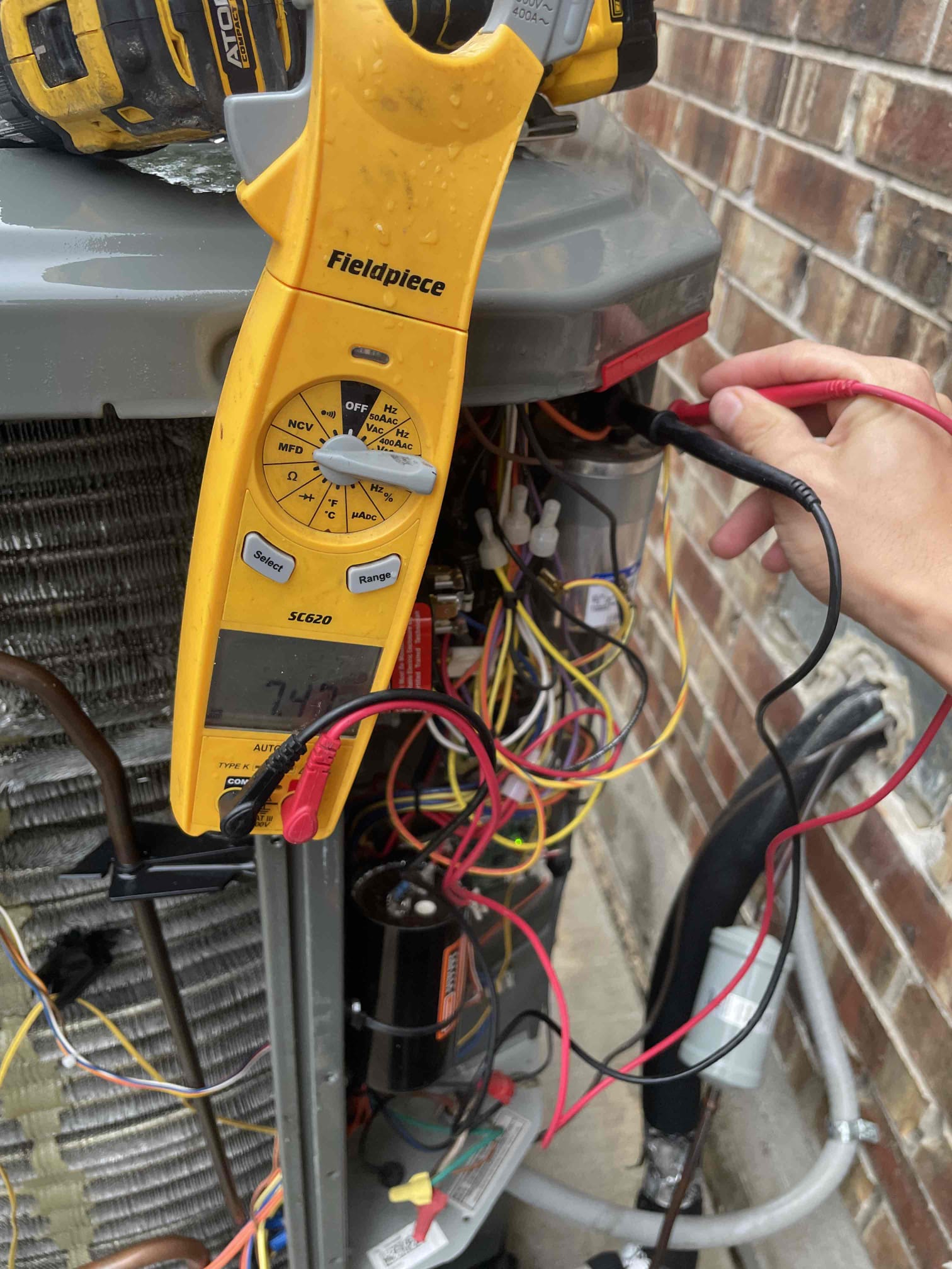 McKinney, TX - 1. Visually inspected condenser coil for leaks and abnormalities.
2. Inspected condenser fan motor, blades and bearings.
3. Inspected, cleaned, and, tightened wiring connections.
4. Measured capacitance of  compressor/fan motor capacitor.
5. Inspected and measured resistance of contactor
6. Measured compressor current draw.
7. Measured condenser fan motor amp draw.
8. Inspected and replaced return filter.
9. Inspected return plenum for dust or debris.
10. Inspected evaporator coil for cleanliness and oxidation.
11. Inspected blower motor/ blower wheel for dust and debris
12. Measured blower motor current draw.
13. Measured temperature differential from supply to return. 20 degrees measured.
14. Tested drain lines for proper drainage and treated to prevent blockages.
15. Rinsed condenser with water to promote heat exchange and reduce stress on system by removing dust and debris.

Starting to see m
Small amount of dust in return plenum and ducts but not so much that I would say a duct cl