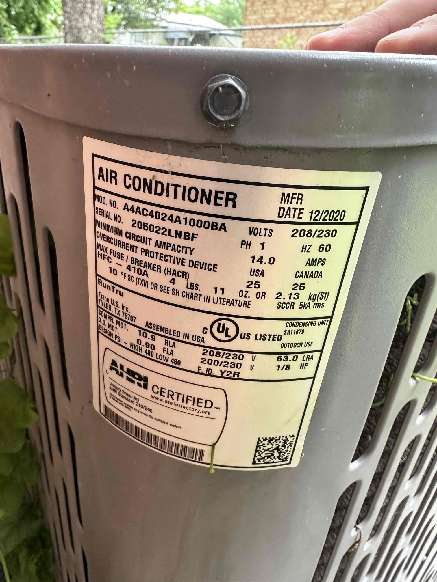 Sherman, TX - Upon arrival, I discover the system in cooling with zero air coming out of the registers. I located the indoor unit. The system is frozen from the evaporator all the way up to the compressor. The compressor is running hot not allowing it to freeze indicating that there is an issue with the refrigerant. We will need to return tomorrow after it has time to thaw. I informed the property owner that getting towels under the system can help prevent potential water damage. Also, I told the property owner to tell the tenet to leave the system off because it will freeze again. 