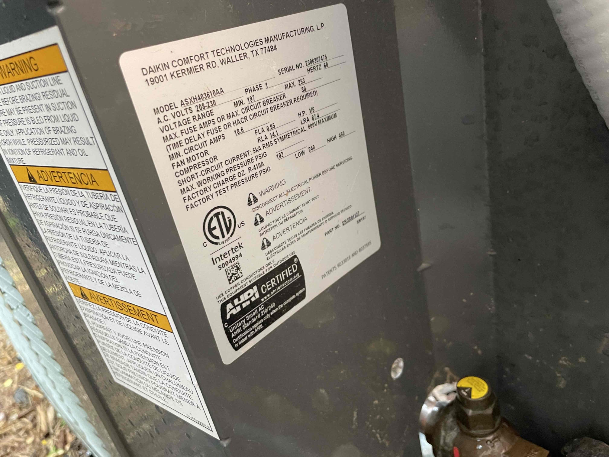 Allen, TX - 1. Visually inspected condenser coil for leaks and abnormalities.
2. Inspected condenser fan motor, blades and bearings.
3. Inspected, cleaned, and, tightened wiring connections.
4. Measured capacitance of  compressor/fan motor capacitor.
5. Inspected and measured resistance of contactor
6. Measured compressor current draw.
7. Measured condenser fan motor amp draw.
8. Inspected and replaced return filter.
9. Inspected return plenum for dust or debris.
10. Inspected evaporator coil for cleanliness and oxidation.
11. Inspected blower motor/ blower wheel for dust and debris
12. Measured blower motor current draw.
13. Measured temperature differential from supply to return. 20 degrees measured.
14. Tested drain lines for proper drainage and treated to prevent blockages.
15. Rinsed condenser with water to promote heat exchange and reduce stress on system by removing dust and debris.

Upstairs amana condenser is covered in bushes. This can cause the coils to become dirty faster and puts stre