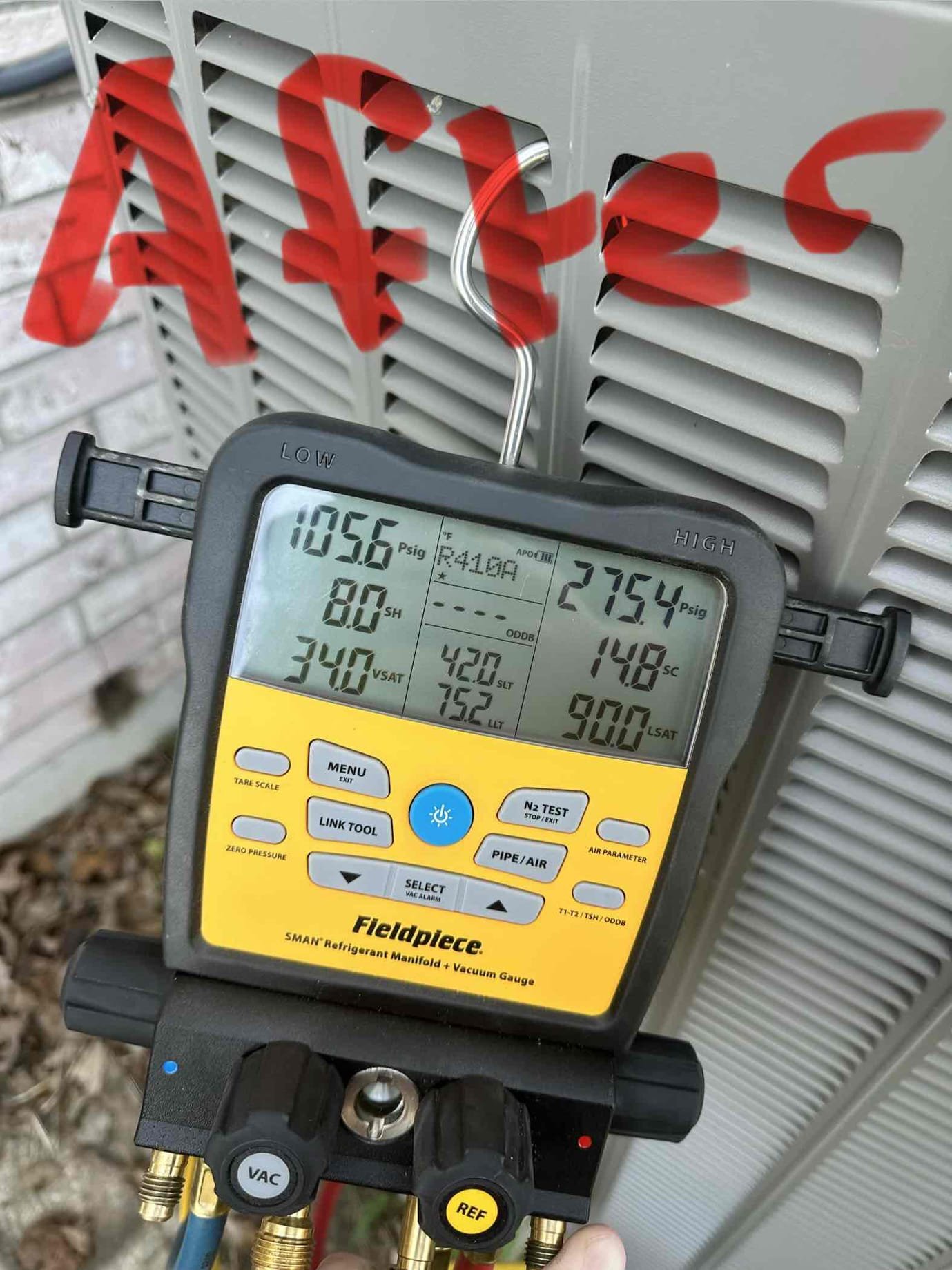 Van Alstyne, TX - Upon arrival, it appears the system is cooling good after taking a temp split. I hooked up my gauges and seen that the system is running right above freezing. I replaced the filter and the conditions improved slightly. Even with covering the top of the unit, I can hardly build up any head pressure and my subcooling is at a 14 with an 8 superheat. I inspected the cleanliness of the evaporator coil and the condensing coil. Both coils needs cleaning. The TXV is not metering the refrigerant correctly in the evaporator coil causing it to run right above freezing. If one zone was to only be open, the system will likely begin to freeze. I provided options to address these issues during the time of service.

Customer approved the TXV replacement and cleanings. Scheduled for 5/5/2026 between 8am and 9am arrival time.