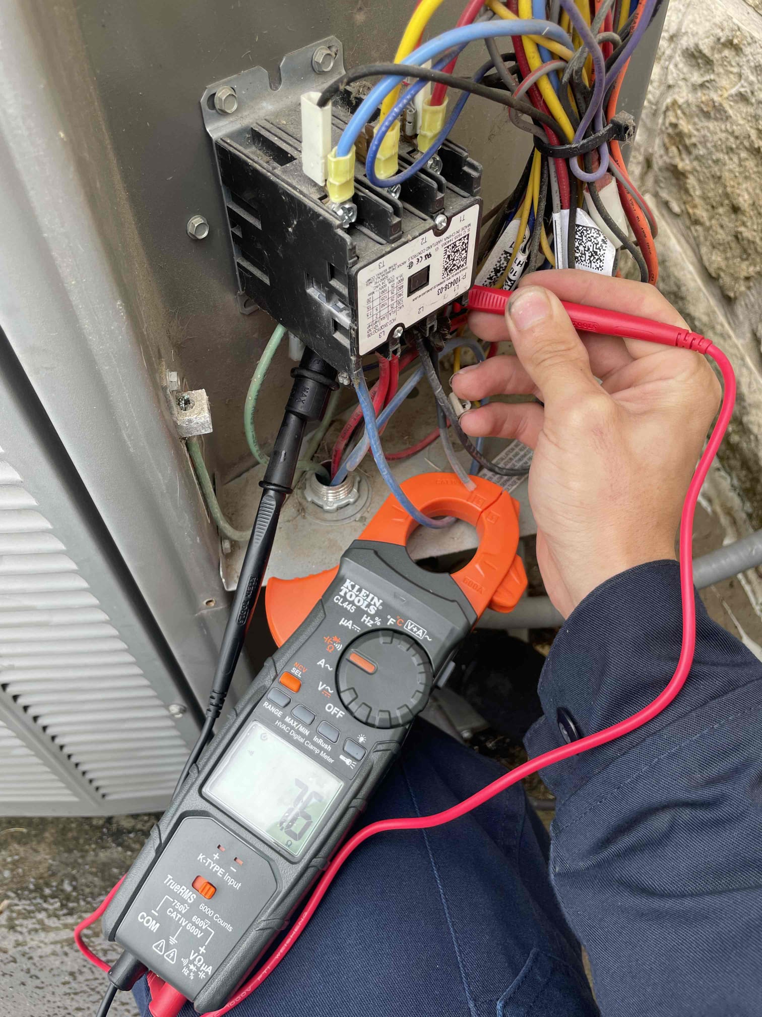 Melissa, TX - 1. Visually inspected condenser coil for leaks and abnormalities.
2. Inspected condenser fan motor, blades and bearings.
3. Inspected, cleaned, and, tightened wiring connections.
4. Measured capacitance of  compressor/fan motor capacitor.
5. Inspected and measured resistance of contactor
6. Measured compressor current draw.
7. Measured condenser fan motor amp draw.
8. Inspected and replaced return filter.
9. Inspected return plenum for dust or debris.
10. Inspected evaporator coil for cleanliness and oxidation.
11. Inspected blower motor/ blower wheel for dust and debris
12. Measured blower motor current draw.
13. Measured temperature differential from supply to return. 20 degrees measured.
14. Tested drain lines for proper drainage and treated to prevent blockages.
15. Rinsed condenser with water to promote heat exchange and reduce stress on system by removing dust and debris.

Found capacitor testing on the very bottom edge of manufacturer specifications. Advise capacitor replacement