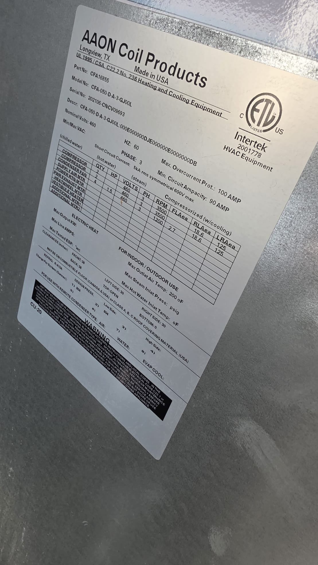 Melissa, TX - DOAS unit is still only functioning at minimal efficiency. There are still 3 fuses missing out on the CU outside.


Classroom unit is cooling properly, on the CU outside I found that there is a bad capacitor 4.2/5 for the outdoor fan. Run and start amps are within manufacturer specifications. 