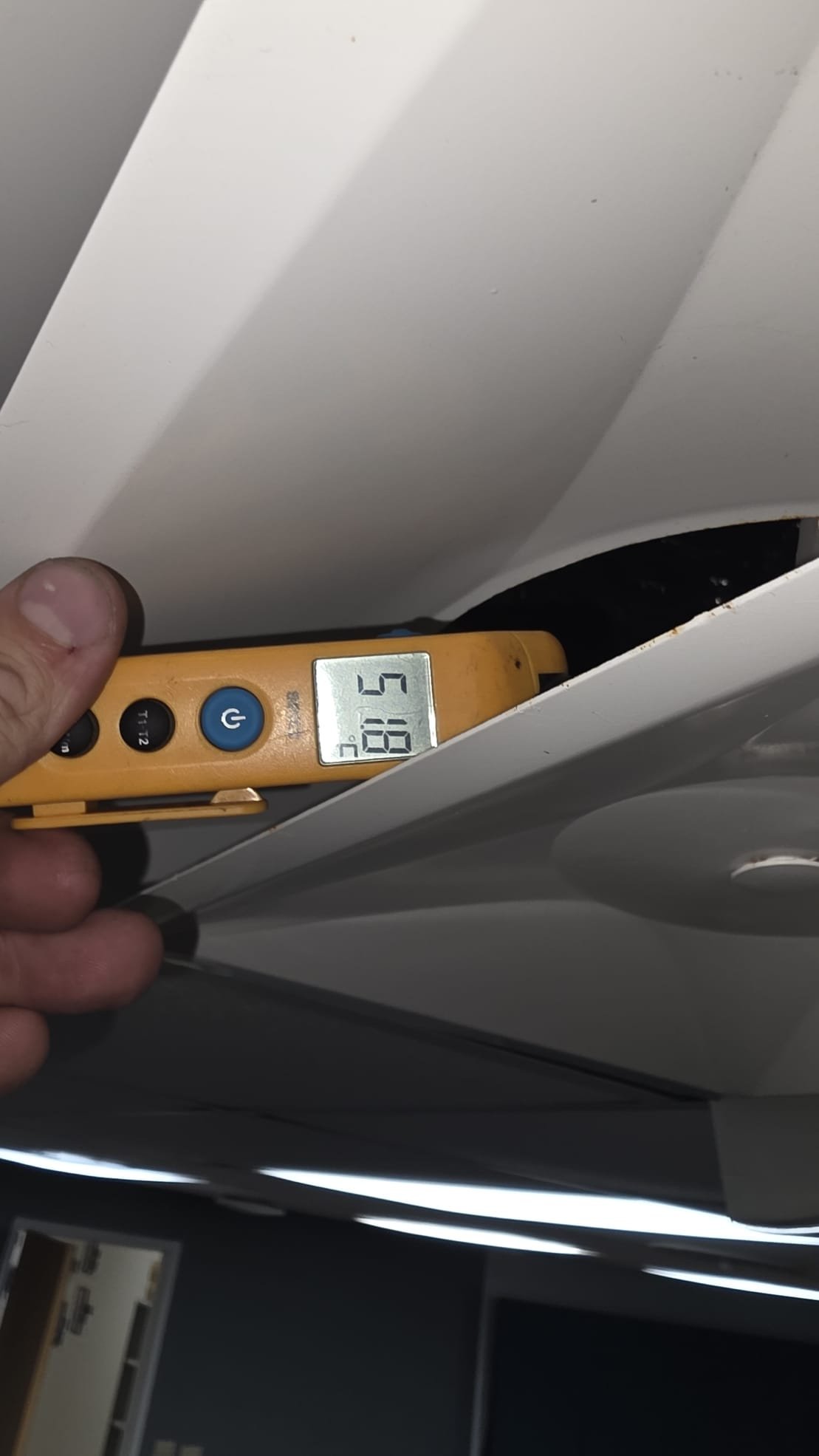 Van Alstyne, TX - Upon arrival the training instructor stated the unit was cooling but not dehumidifing the air at 68 degrees. The thermostat was set to 65 and reading 66. I took a tempature reading and the unit was supplying 51 degrees. I asked them to monitor the humidity and take some notes of when it is happening and when it goes away to see if there is a better solution to help. Everything else is running machanicly sound. 