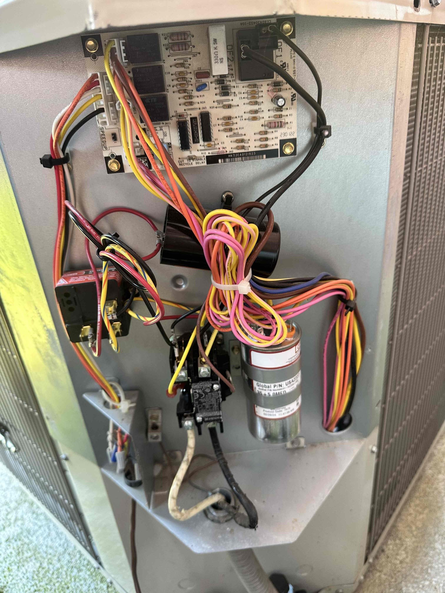 Sherman, TX - I performed a 2 system cooling maintenance. The downstairs is 2020 airhandler and a 2023 heat pump. The upstairs is a complete 2023 heat pump system. I checked amps, capacitors, filters, electrical, drains, cleanliness, and safeties. During my thorough evaluation, I discovered that the downstairs is having a minor cooling issue. I advised performing a deep cleaning on both coils to restore the efficiency of the system. The upstairs is performing well mechanically. However, I noticed the design of the drain needs to be corrected. The emergency drain is completely capped off and will cause water damage when the drain becomes clogged. I presented options for address these issues at the time of service. 
The emergency drain is capped off. If a clog occurs, it will cause water to backup into the system. The causes a risk of water damage to the electrical of the equipment and the inside of the unit rusting out. Customer opted to do the cleanings and redesign the secondary drain. I performed 