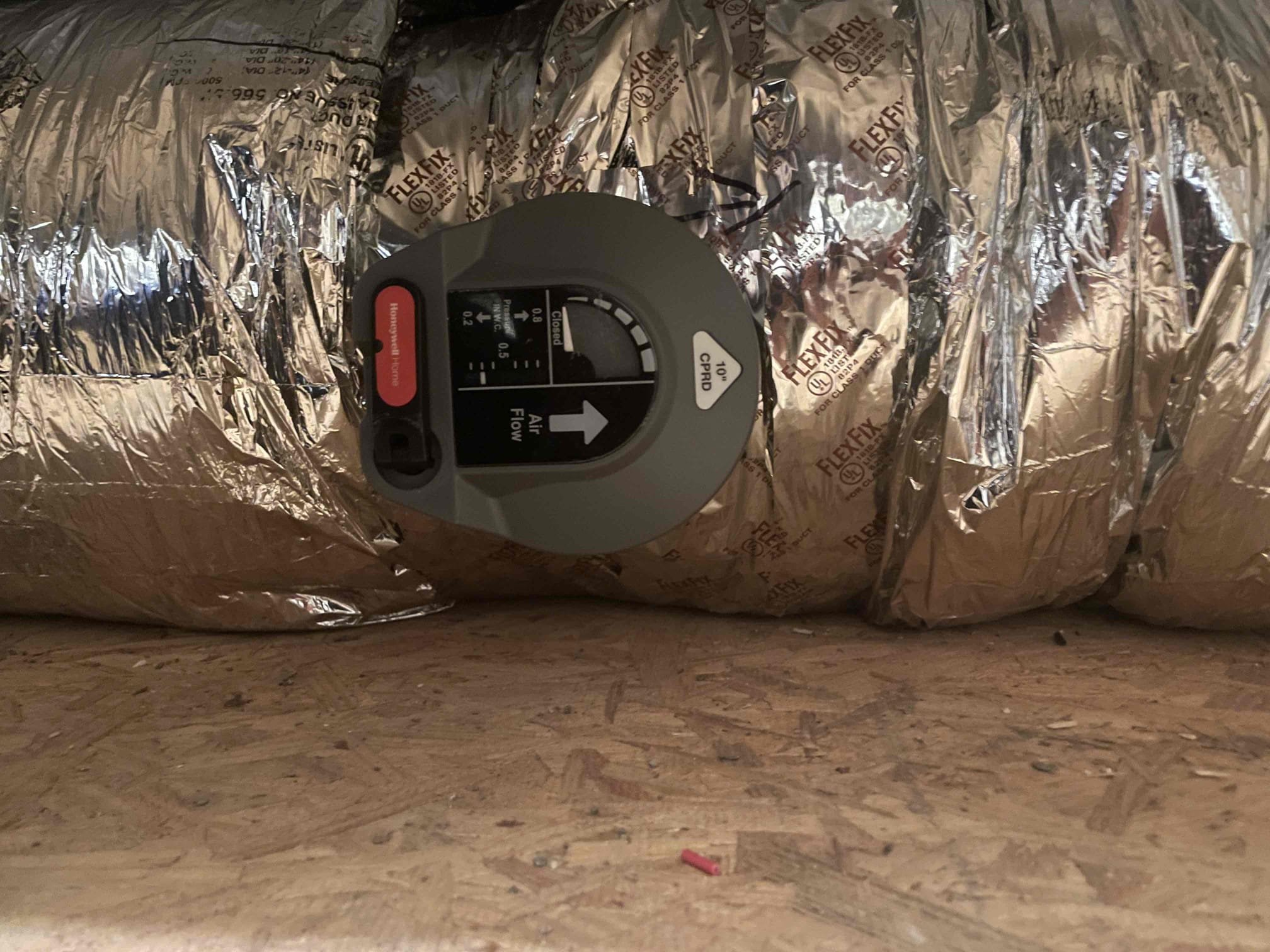 Sherman, TX - Homeowner stated master bedroom was not staying as cool as it should and front of the house was cooler. Reviewed and tested damper operation. Found one damper for downstairs working properly. Found 2 dampers upstairs tied together on one zone. Tested upstairs dampers and found one of them not responding. Reviewed wiring and found loose wiring connection to second damper. Tightened connection and tested again and found all dampers to be working as designed. Tested bypass damper and found it working as intended. Tested airflow in master bedroom downstairs and found this grill to be getting much more airflow than before. This should address the temperature imbalance. Answered homeowner questions about thermostat and adjusted brightness settings so that the thermostat is not shining on her in bed. Advised homeowner to give us a call should there be any further imbalances but I am confident our adjustments today should take care of it. 
System running upon departure.