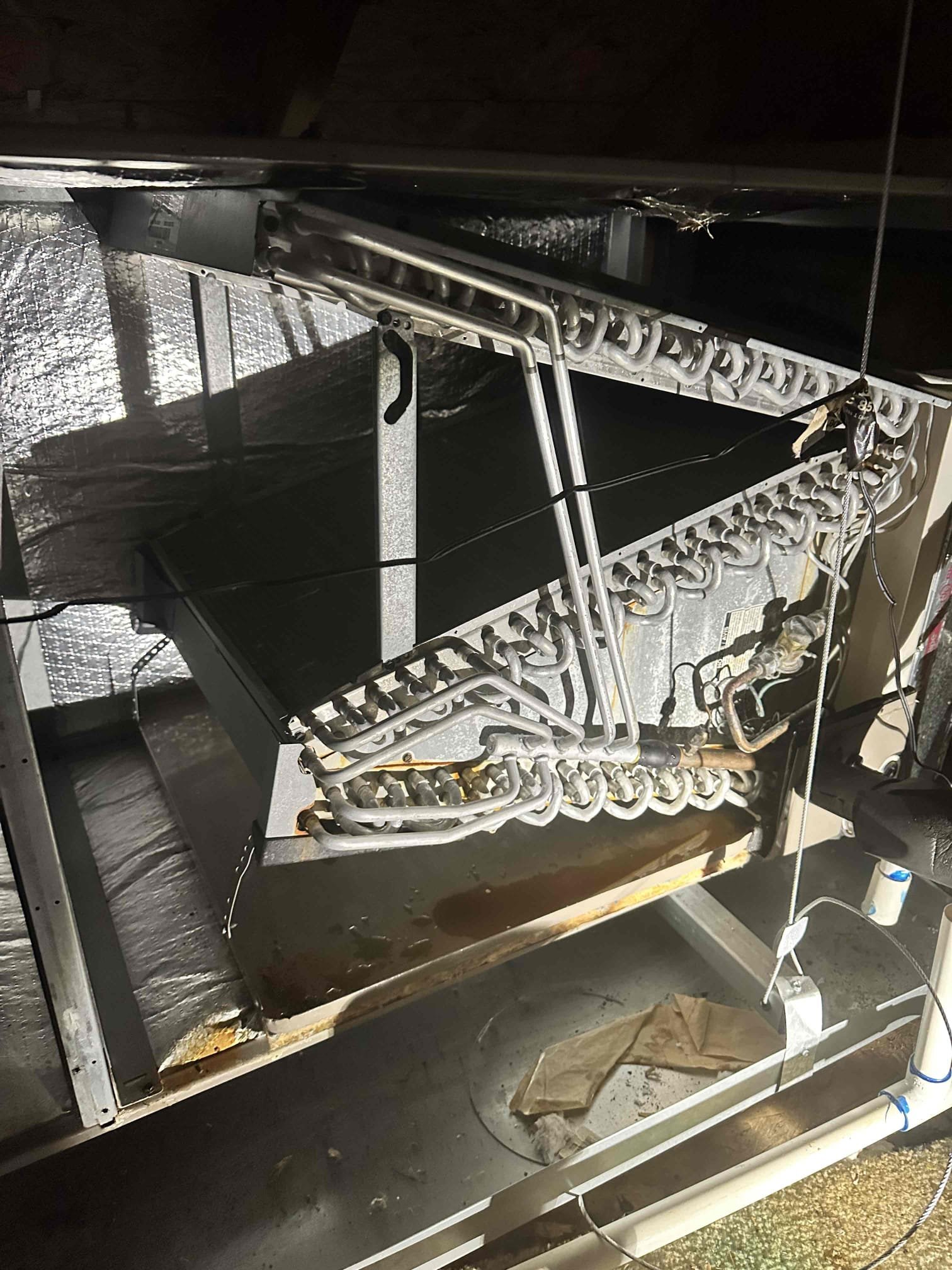 Sherman, TX - The system does not appear to be cooling efficiently. I advise that a thorough cleaning of the evaporator coil and condenser coil be performed. This will allow for optimum temperature transfer across the coils.

5/20/26 - I returned and performed cleanings of the downstairs evaporator coil and condensing coil. The original supply temperature was 54 and only had a 16 degree temperature split. After cleaning was performed, the supply temperature went to 48.9. This is now a 21.1 degree temperature drop. System is now cooling more efficiently.   