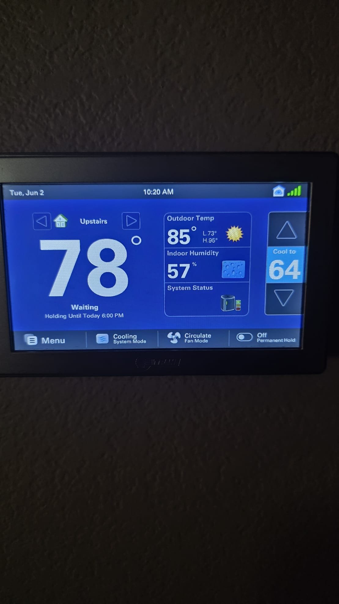 Allen, TX - Preformed single system maintenance on a 2020 gas trane system. I tested all electrical components on the inside unit. All tested within manufacturer specifications. I tested and flushed drain lines with water and total c at today's visit. I changed the filter for the client 20x25x1. Client has the capability to change to a 20x25 x4. Provided estimates to have that upgraded to the aprilaire 210. I tested all electrical components on the outside unit and all tested within manufacturer specifications. I rinsed the outdoor unit with water at today's visit. I noticed neither inside or outside units have surge protectors. Unit is cooling upon departure. 