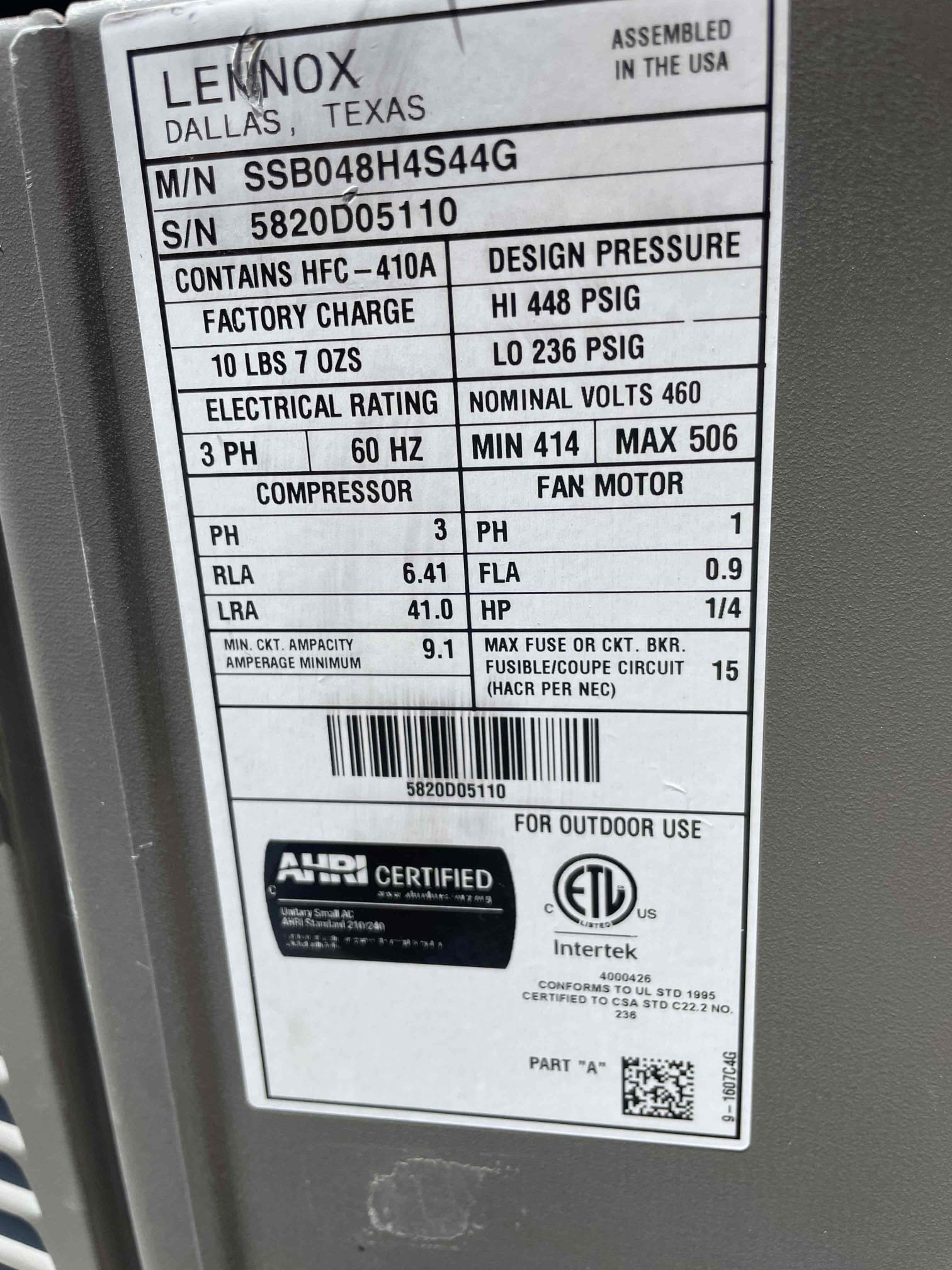 Melissa, TX - Found upstairs units sweating from return box to supply grill. Measured refrigerant pressures and found low side low 115 and high side high 350. This is consistent with an airflow restriction. Tested supply temp and measured 51 degrees. After checking over the entirety of the unit it was found that the fresh air damper was closed. Upon opening damper pressures returned to normal and sweating seemed to cease. Allowed unit to run for 30 minutes with changes and did not see any major sweating and supply temp is now 55. System cooling upon departure.