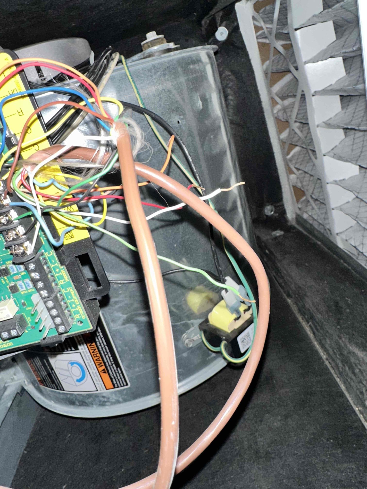 Upon arrival, I discovered no power to the control board or relay board. I opened the system and found that the 3amp fuse was tripped. I quickly located a wire that was caught in the blower. I removed it and tested the system to find it fully operational. I patched and secured the wires to prevent the issue from returning.