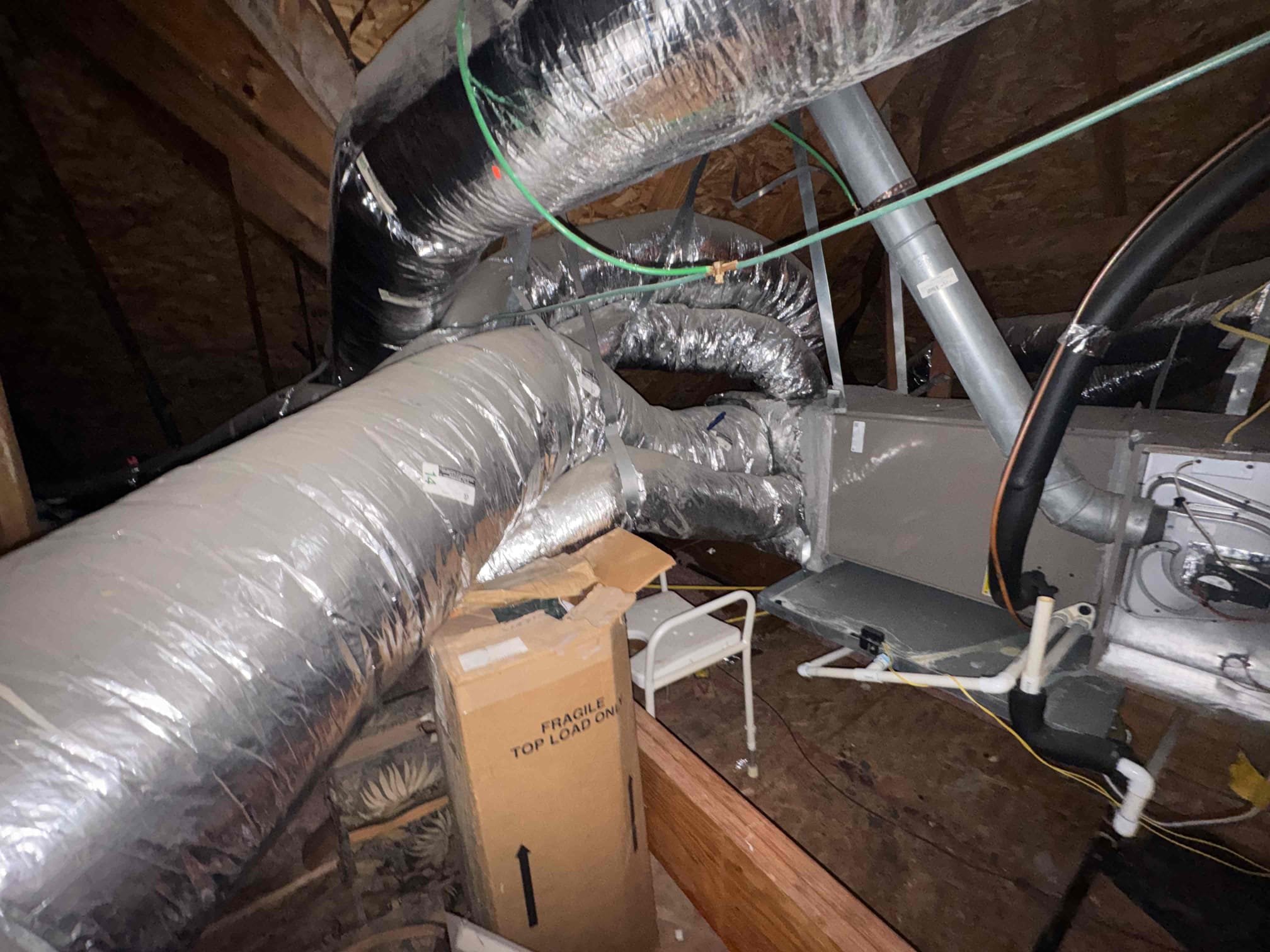 Frisco, TX - Completed 1 system cooling tune up. Checked all critical components. Found both drainlines clogged. Unclogged both lines and had to release at sink to dislodge built up debris in line. Units now unclogged and draining properly. 